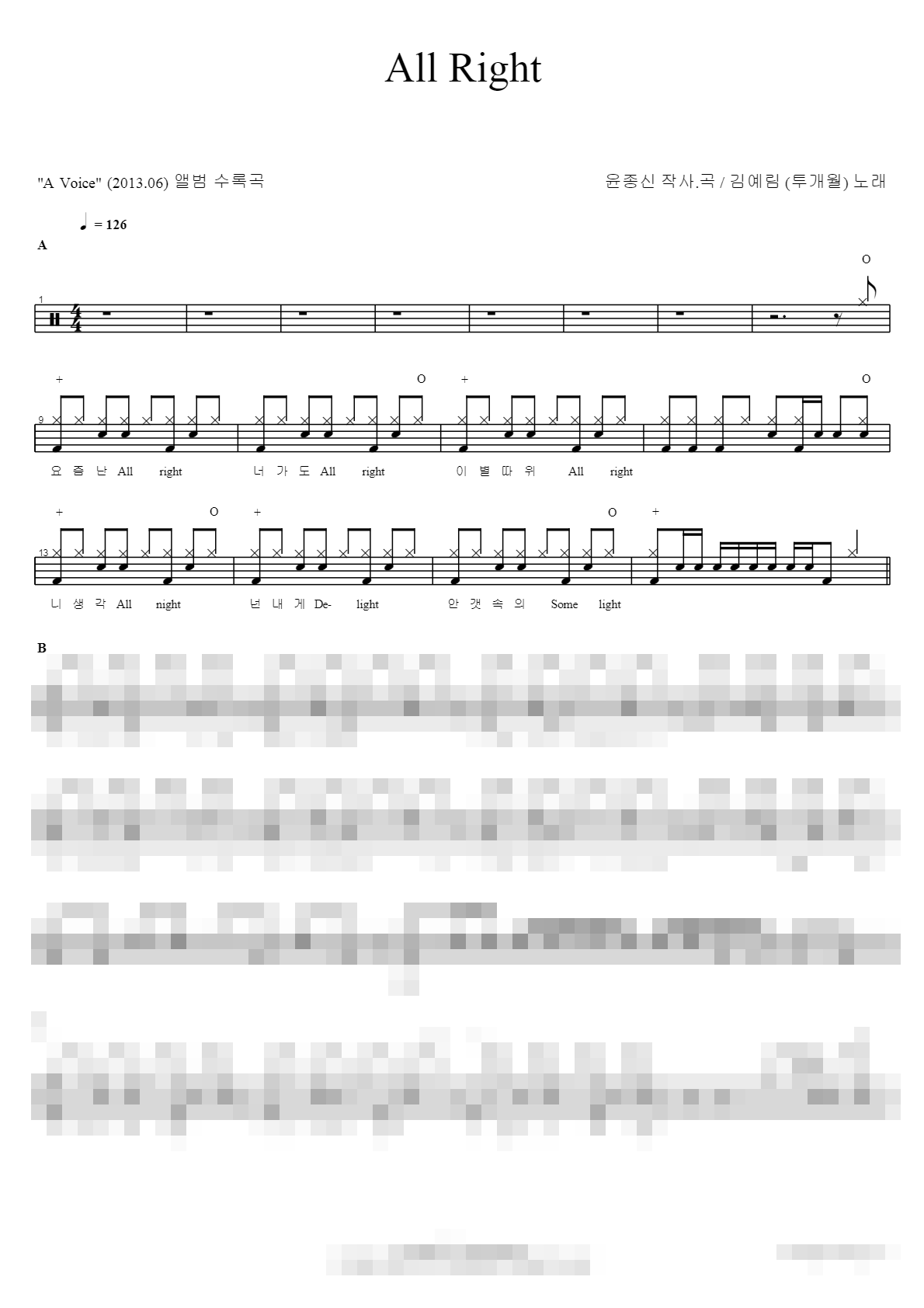 All Right Sheet Music Preview