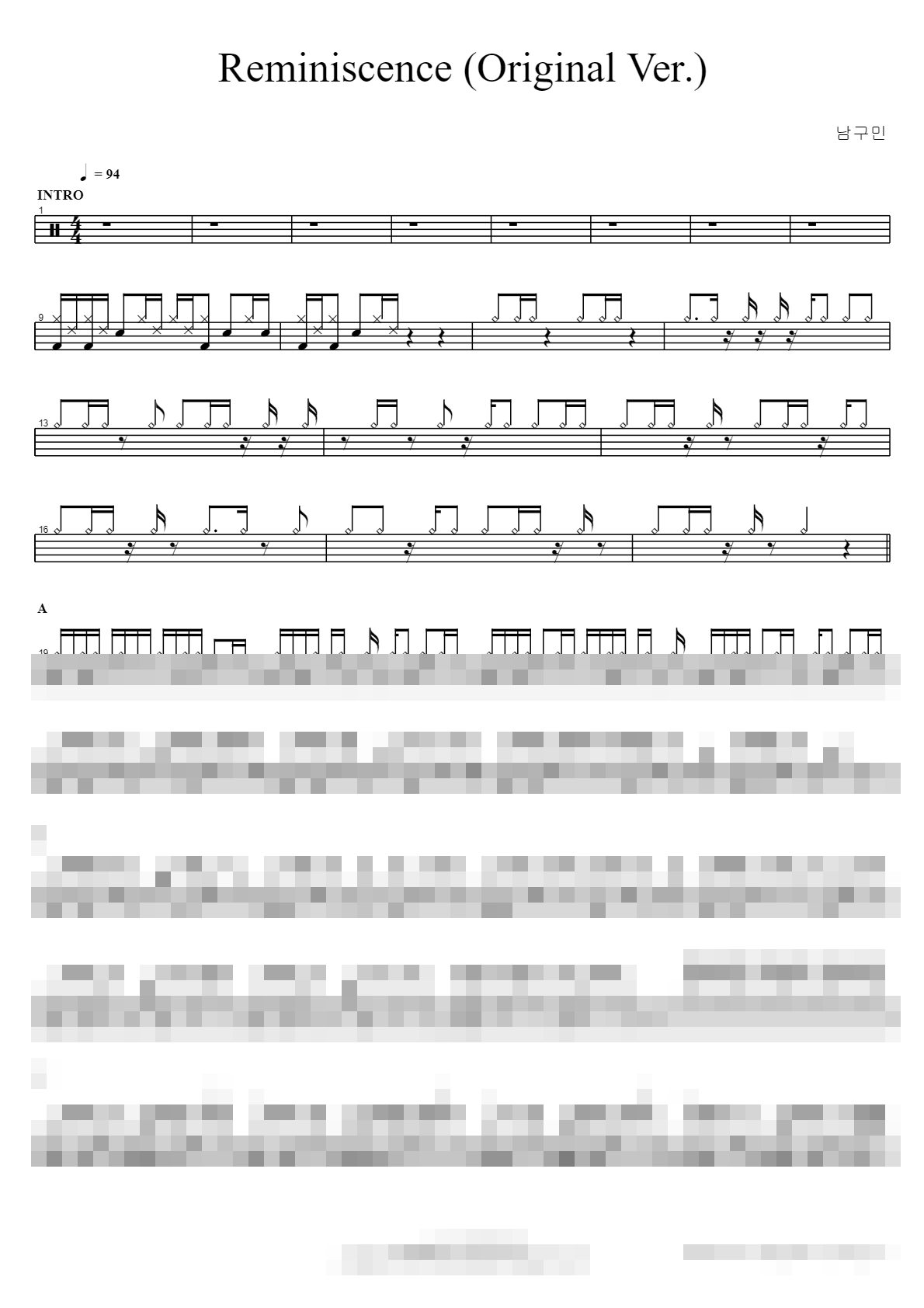 Reminiscence (Original Ver.) Sheet Music Preview