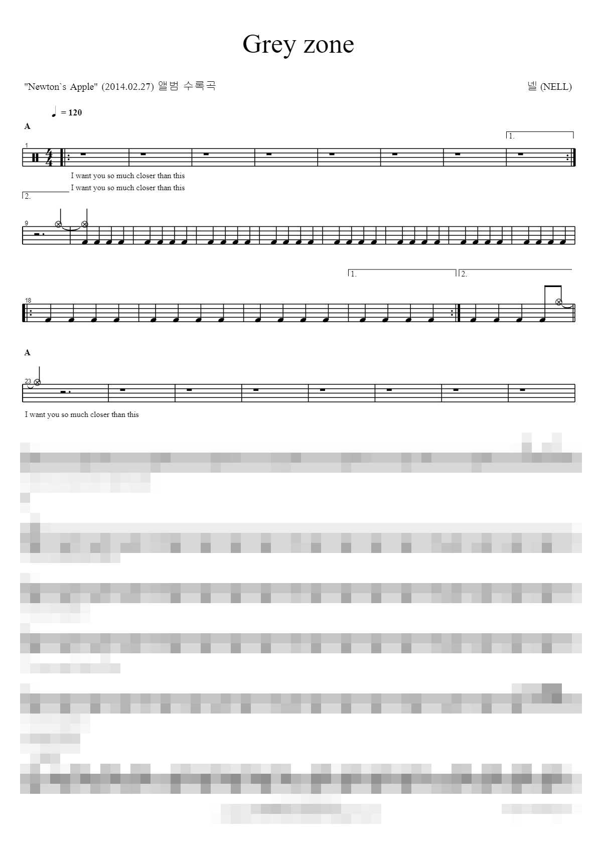 Grey zone Sheet Music Preview