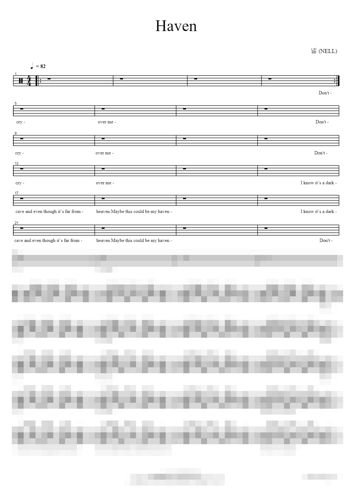 Haven Sheet Music Preview