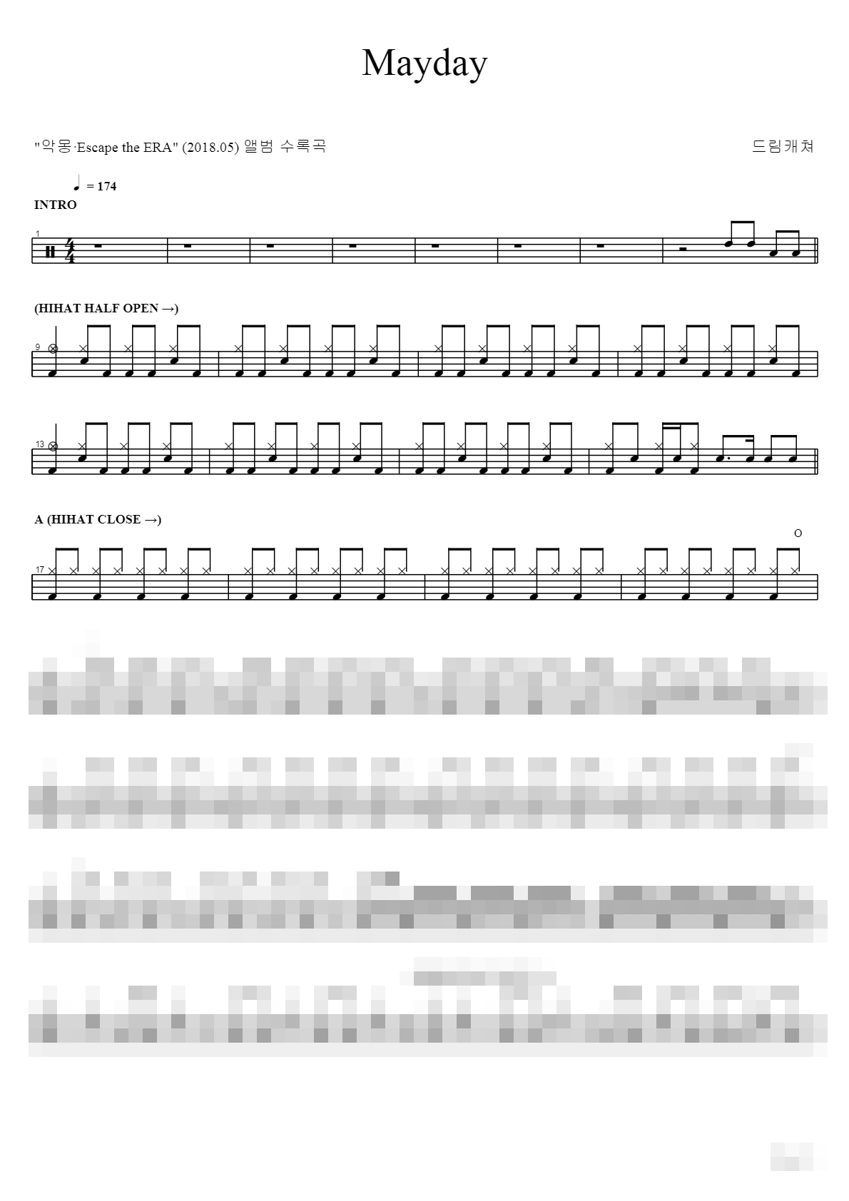 Mayday Sheet Music Preview