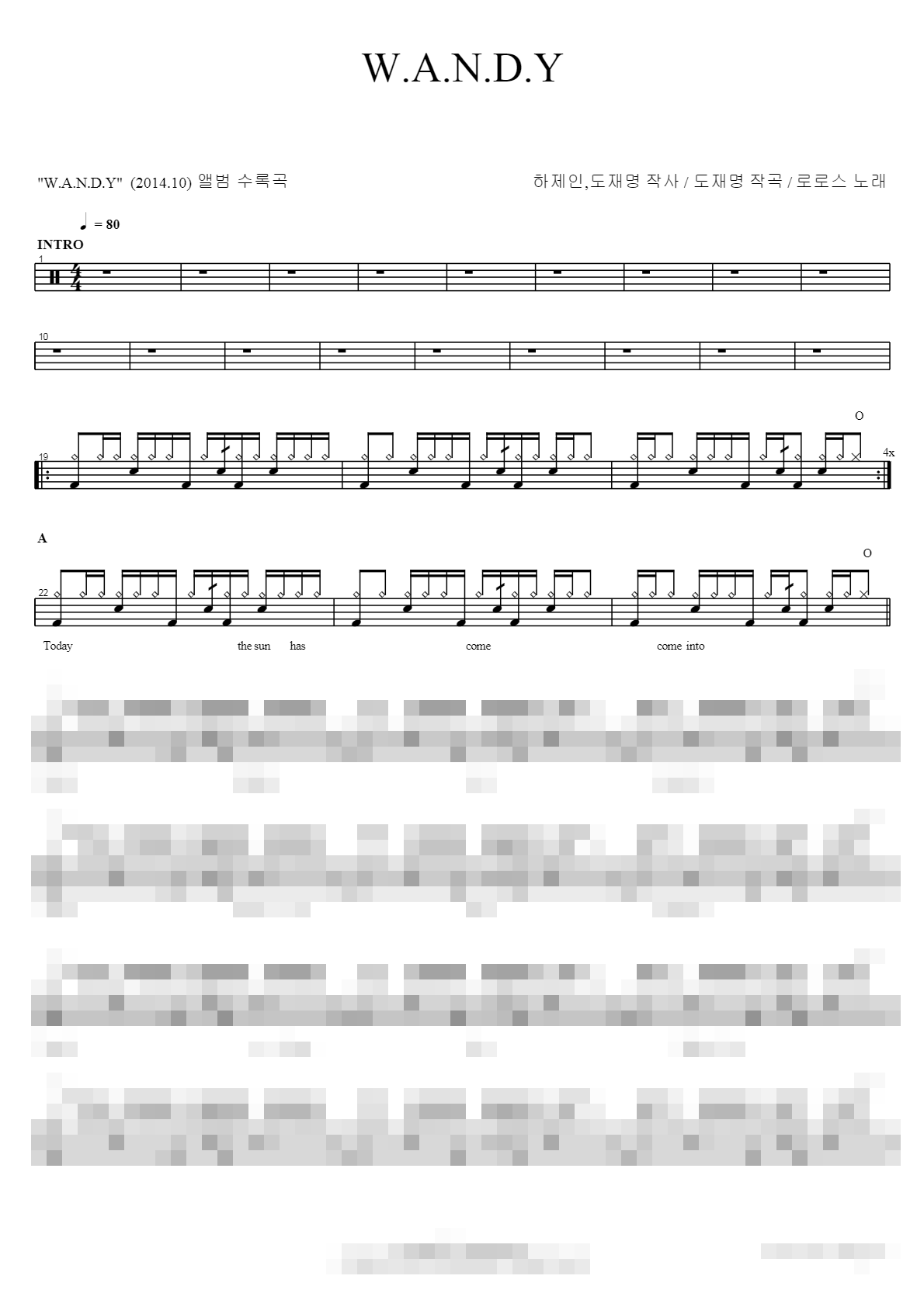 W.A.N.D.Y Sheet Music Preview