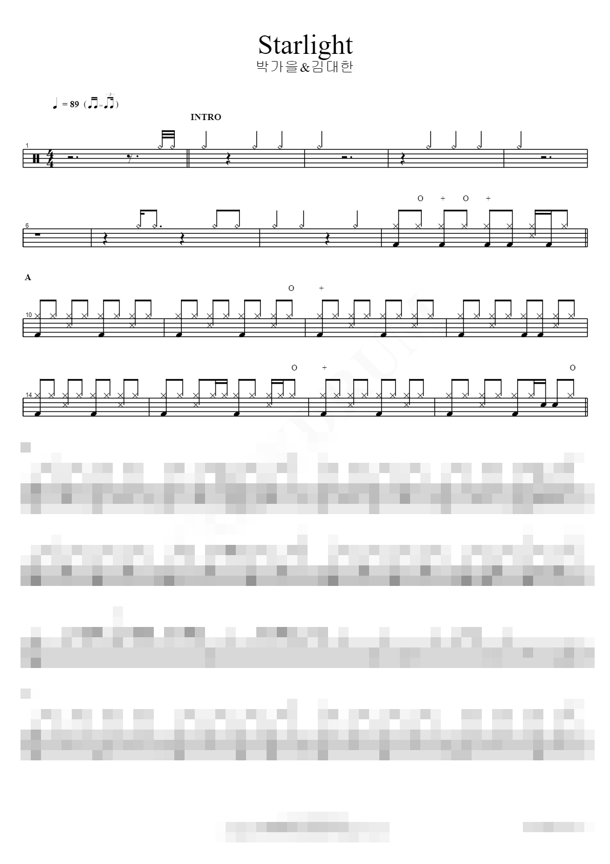 Starlight Sheet Music Preview