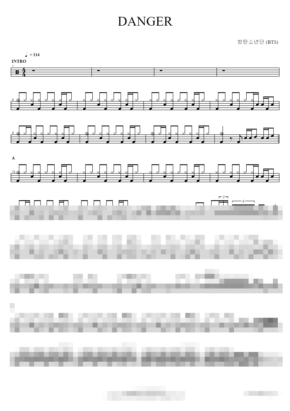 DANGER Sheet Music Preview