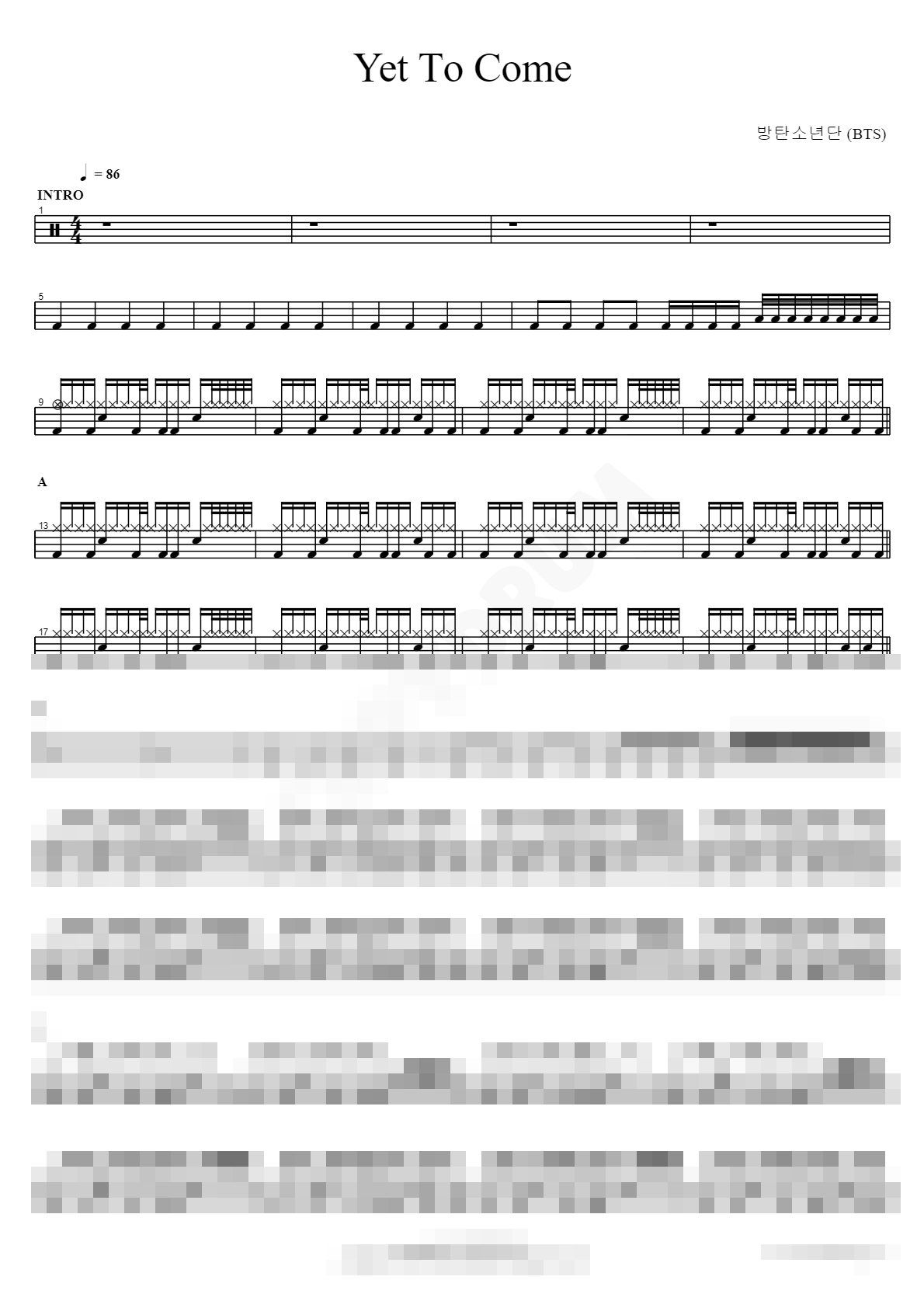 Yet To Come Sheet Music Preview