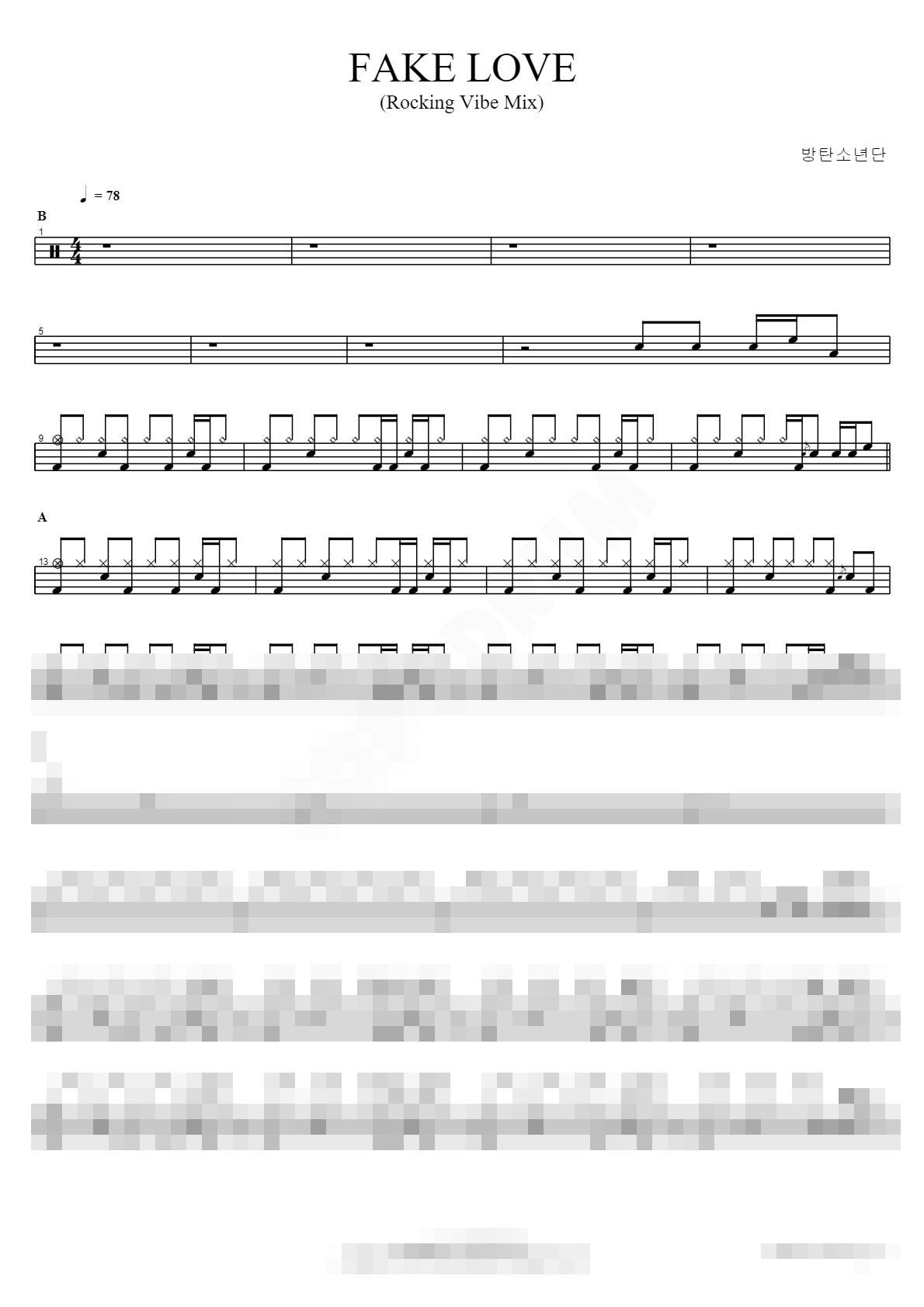 FAKE LOVE (Rocking Vibe Mix) Sheet Music Preview