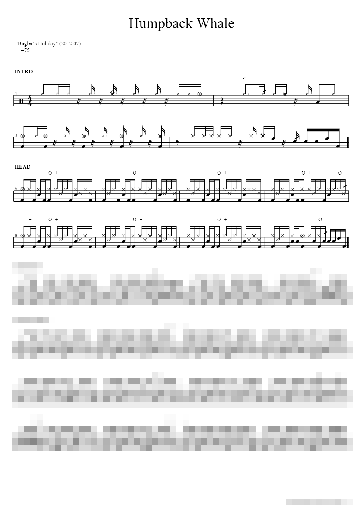 Humpback Whale Sheet Music Preview