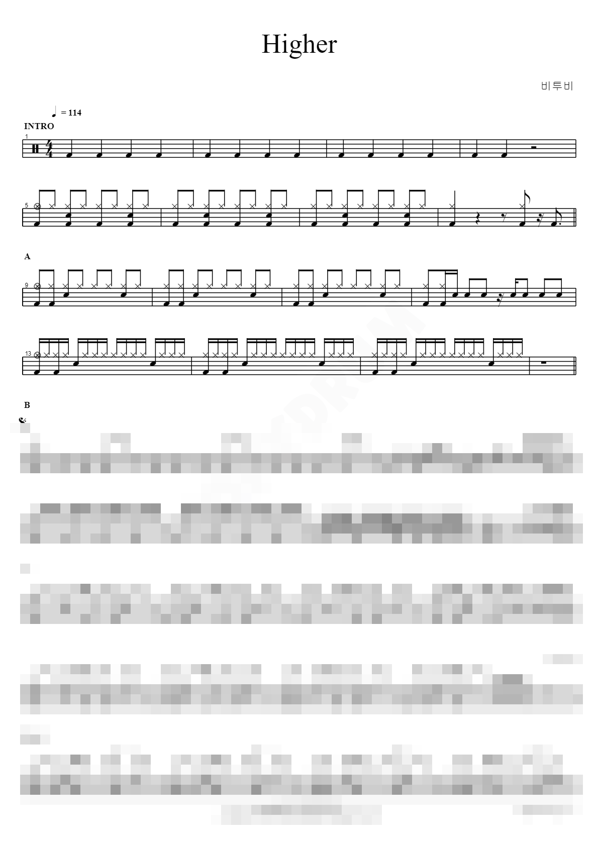 Higher Sheet Music Preview