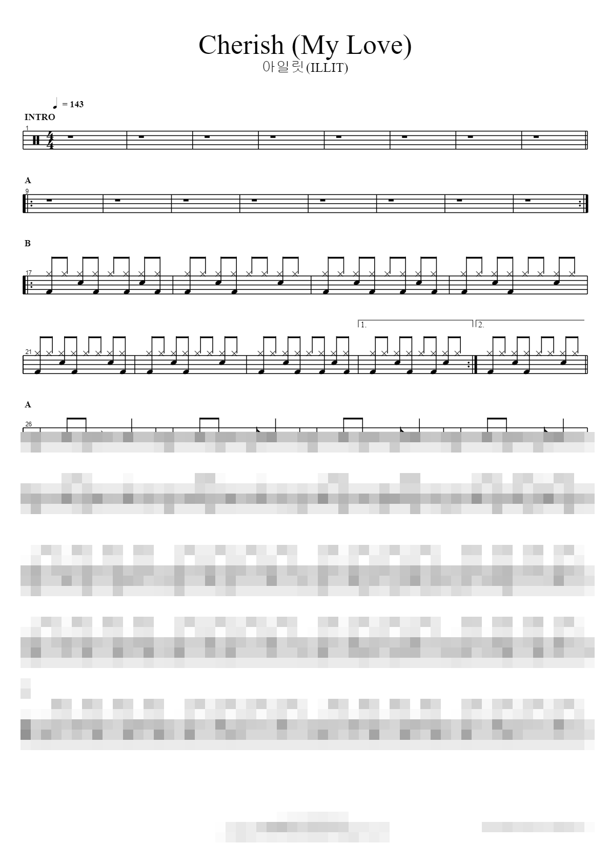 Cherish (My Love) Sheet Music Preview