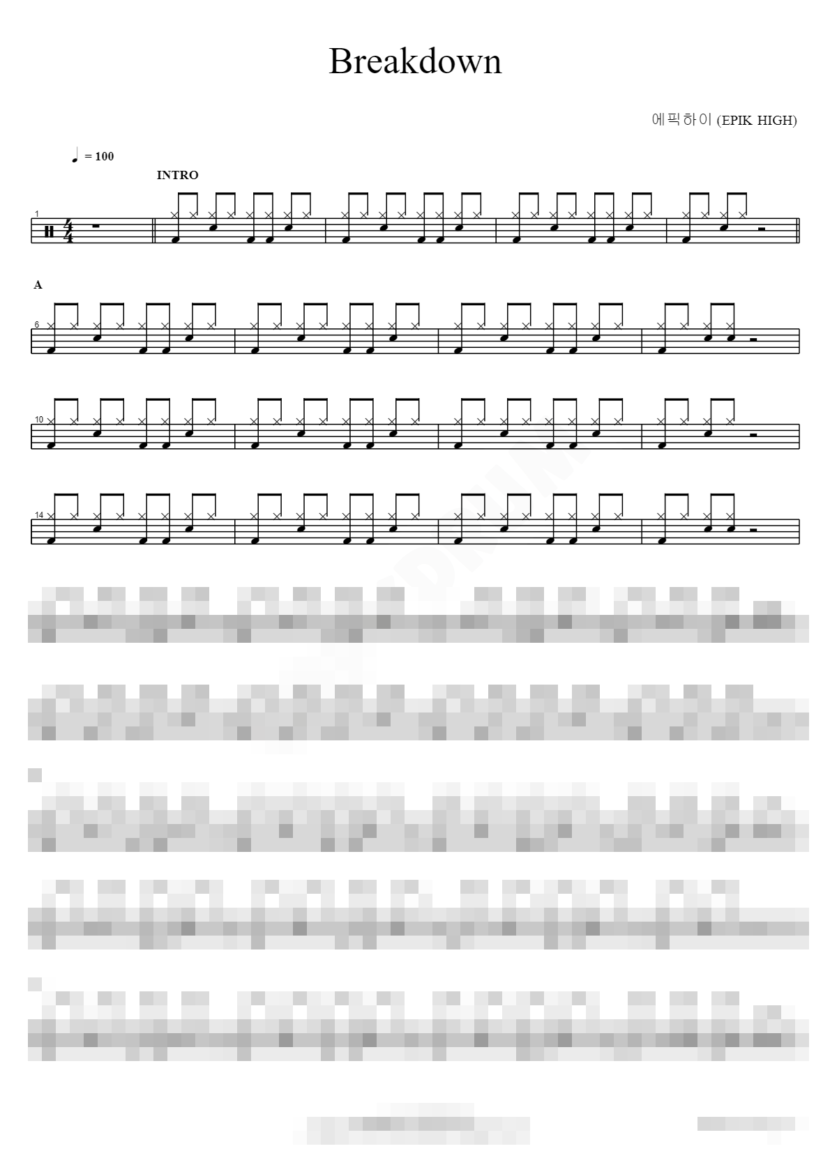 Breakdown Sheet Music Preview