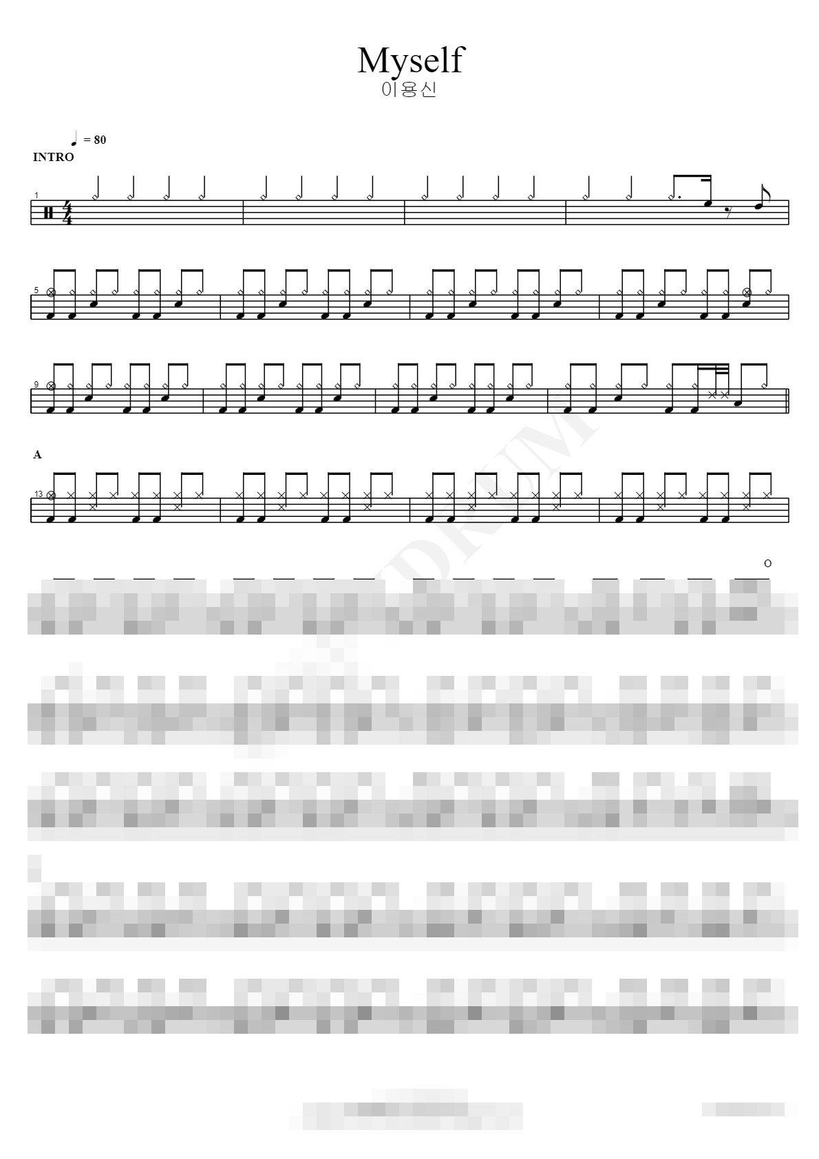 Myself Sheet Music Preview