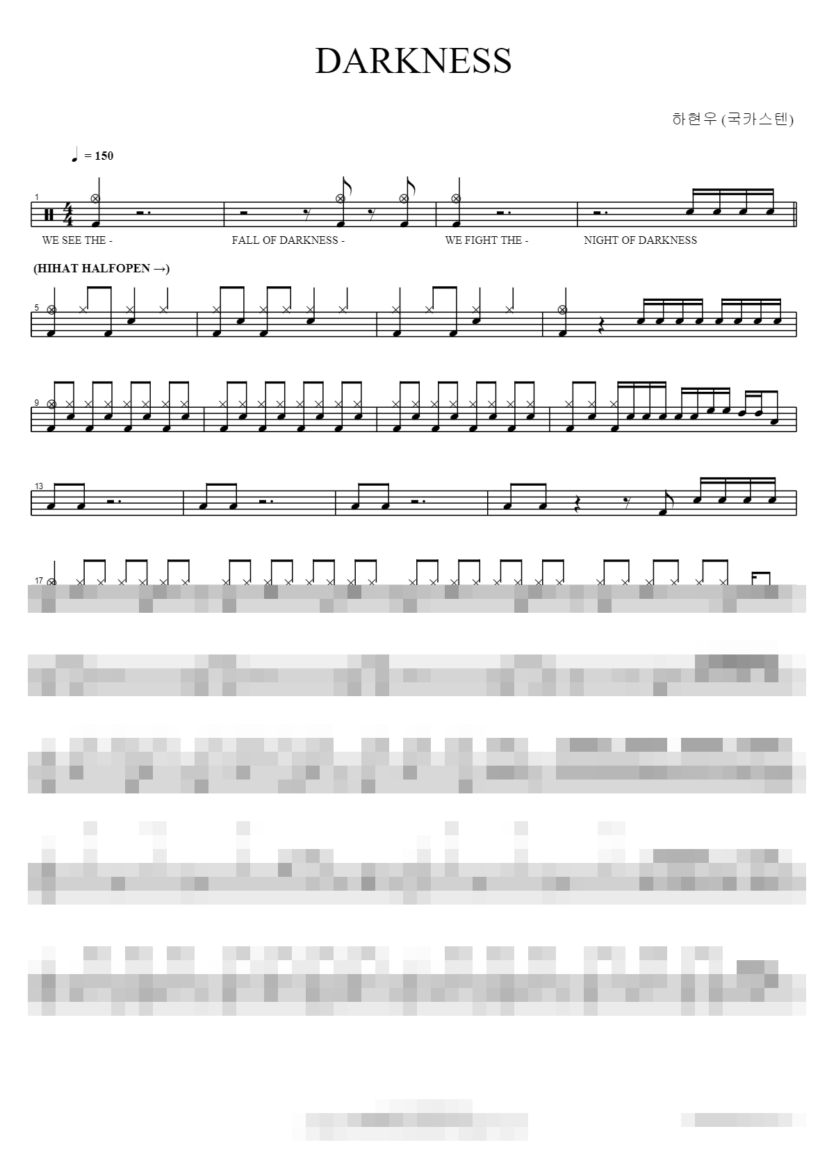 DARKNESS Sheet Music Preview