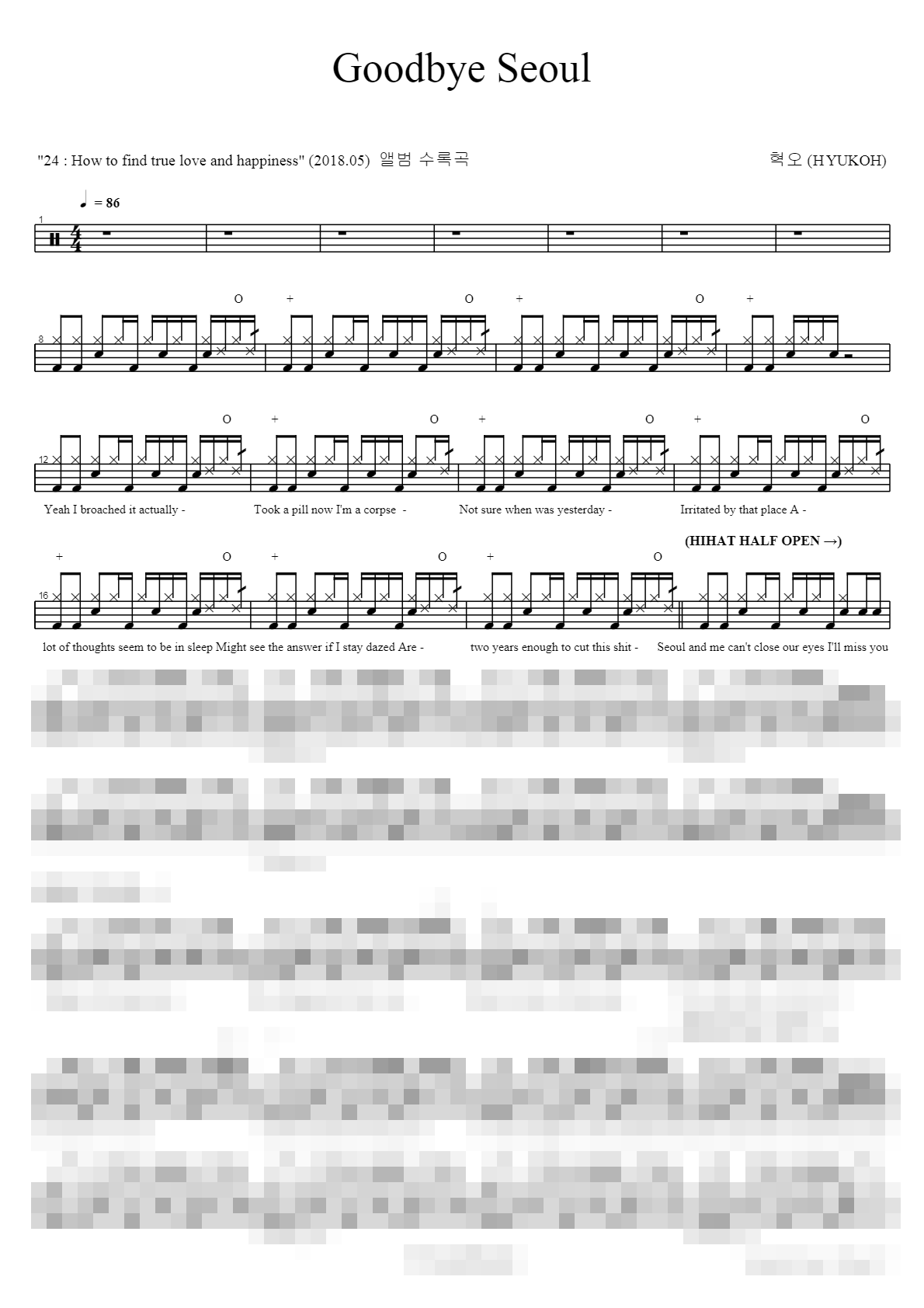 Goodbye Seoul Sheet Music Preview