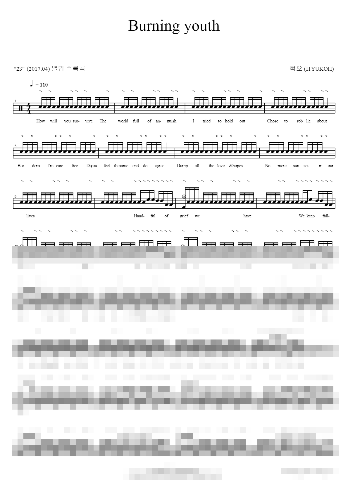 Burning youth Sheet Music Preview