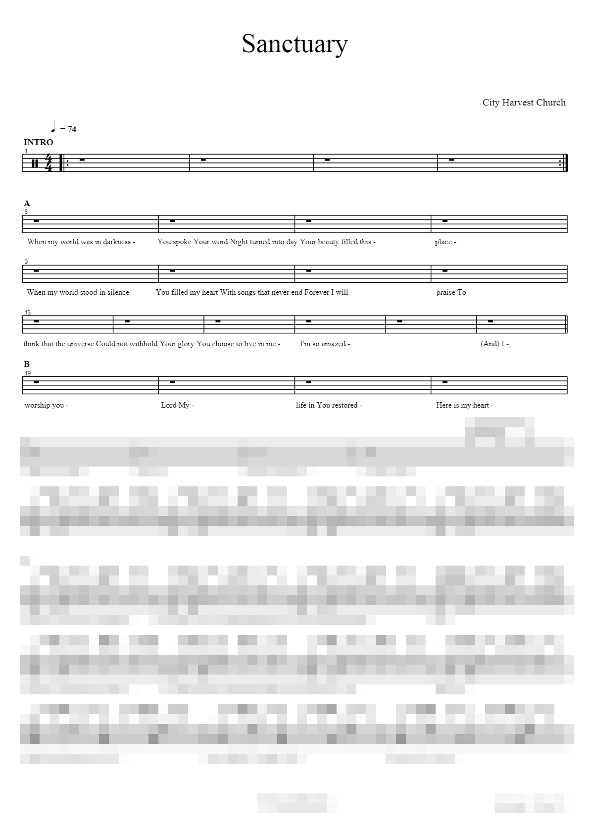 City Harvest Church Sheet Music Preview