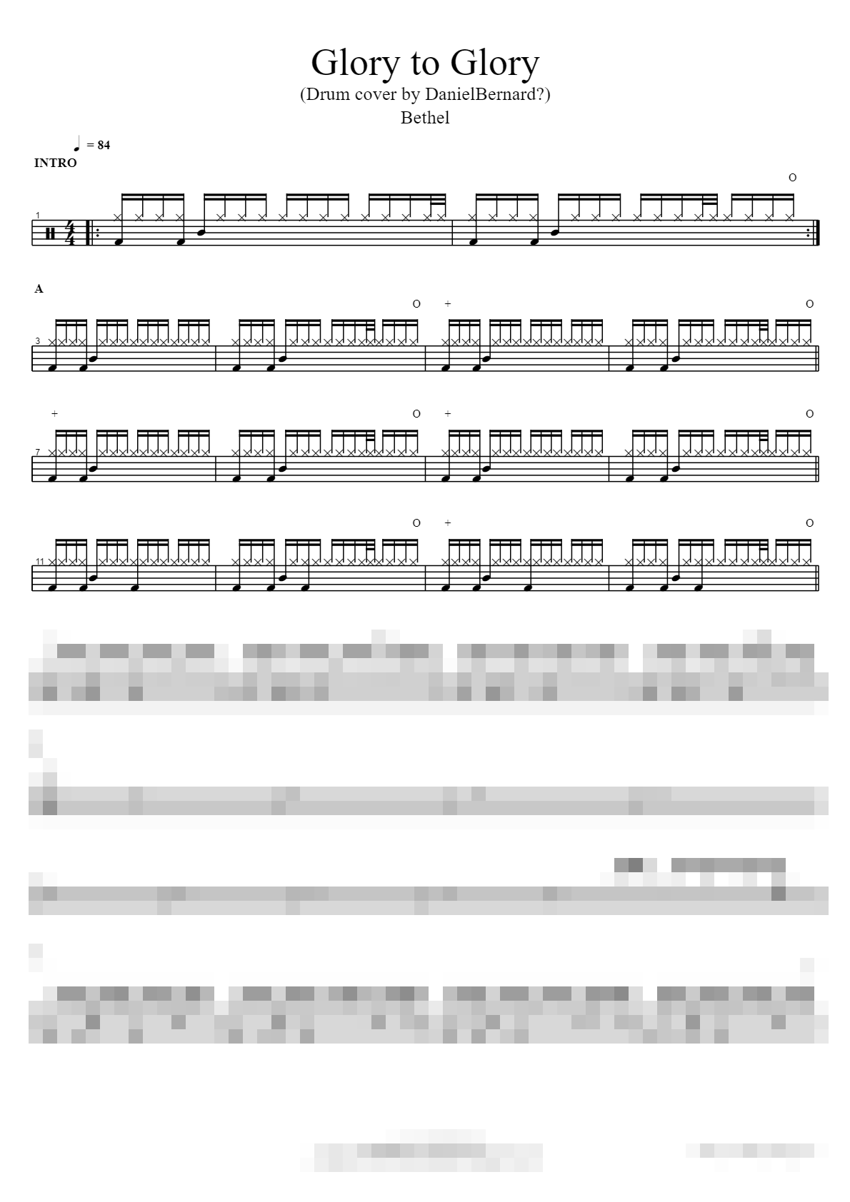 Glory to Glory (Drum cover by Daniel Bernard) Sheet Music Preview