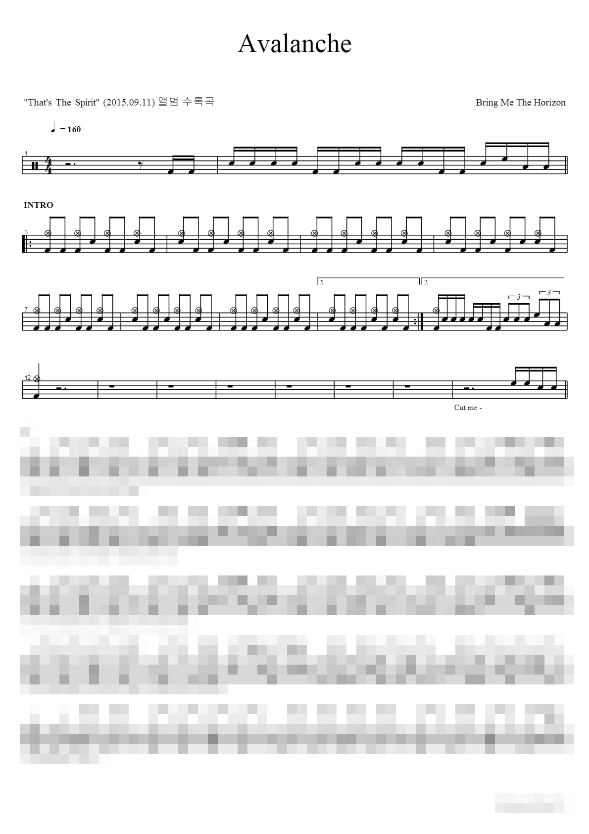 Avalanche Sheet Music Preview
