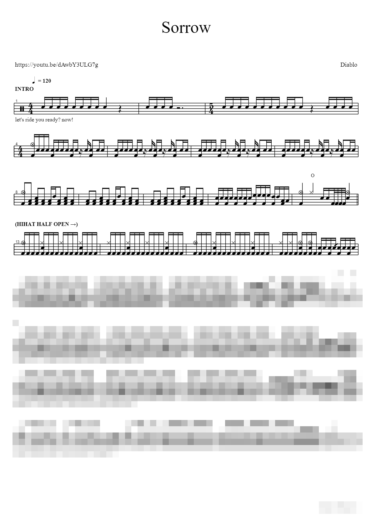 Sorrow Sheet Music Preview