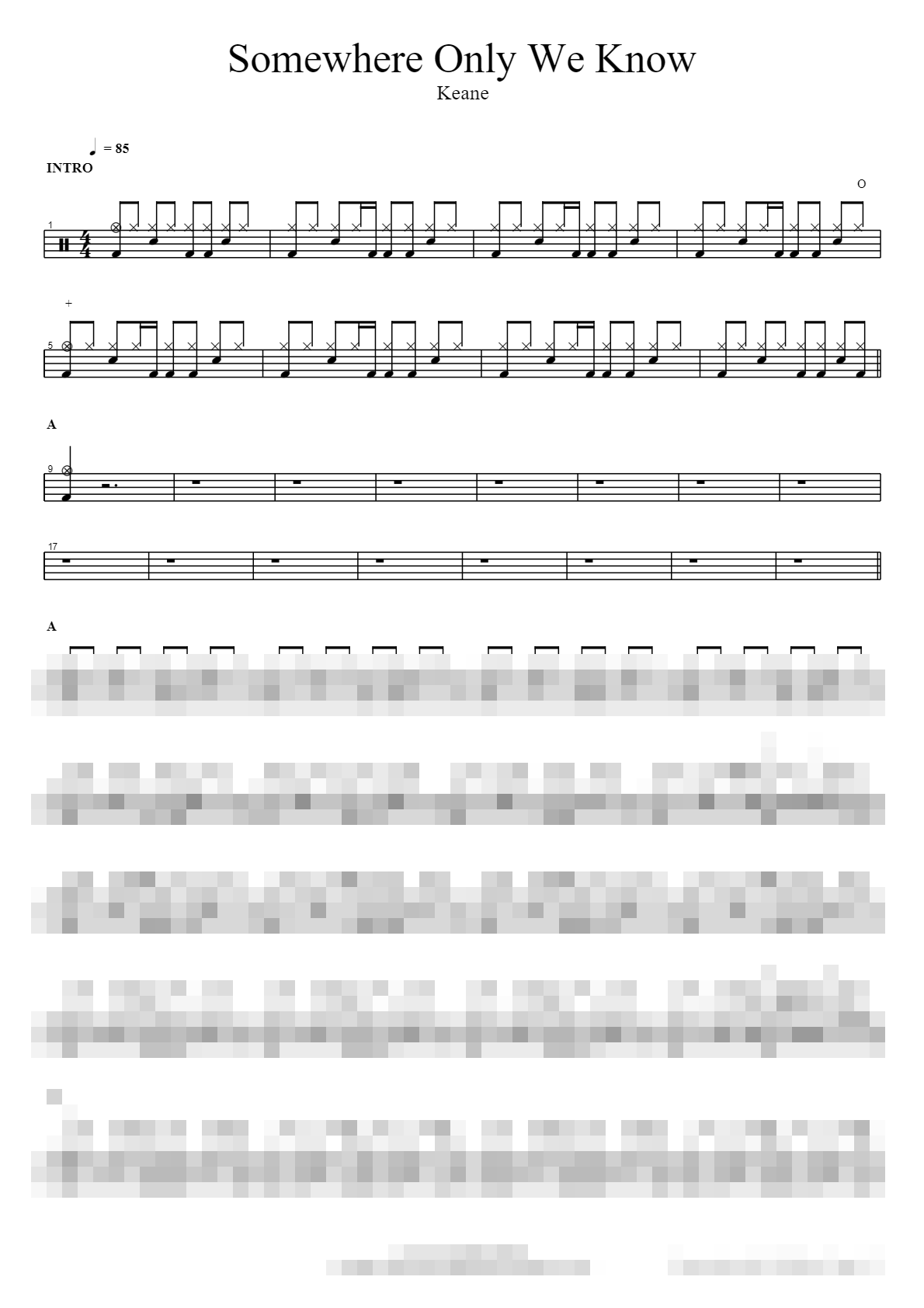 Somewhere Only We Know Sheet Music Preview