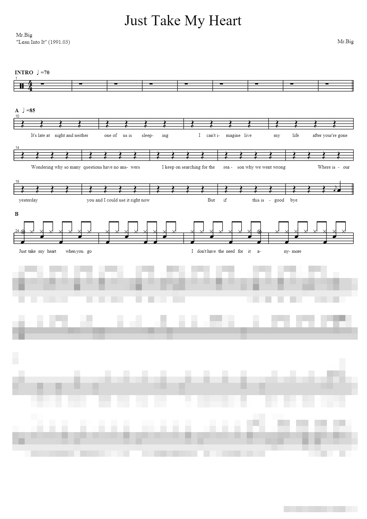 Just Take My Heart Sheet Music Preview