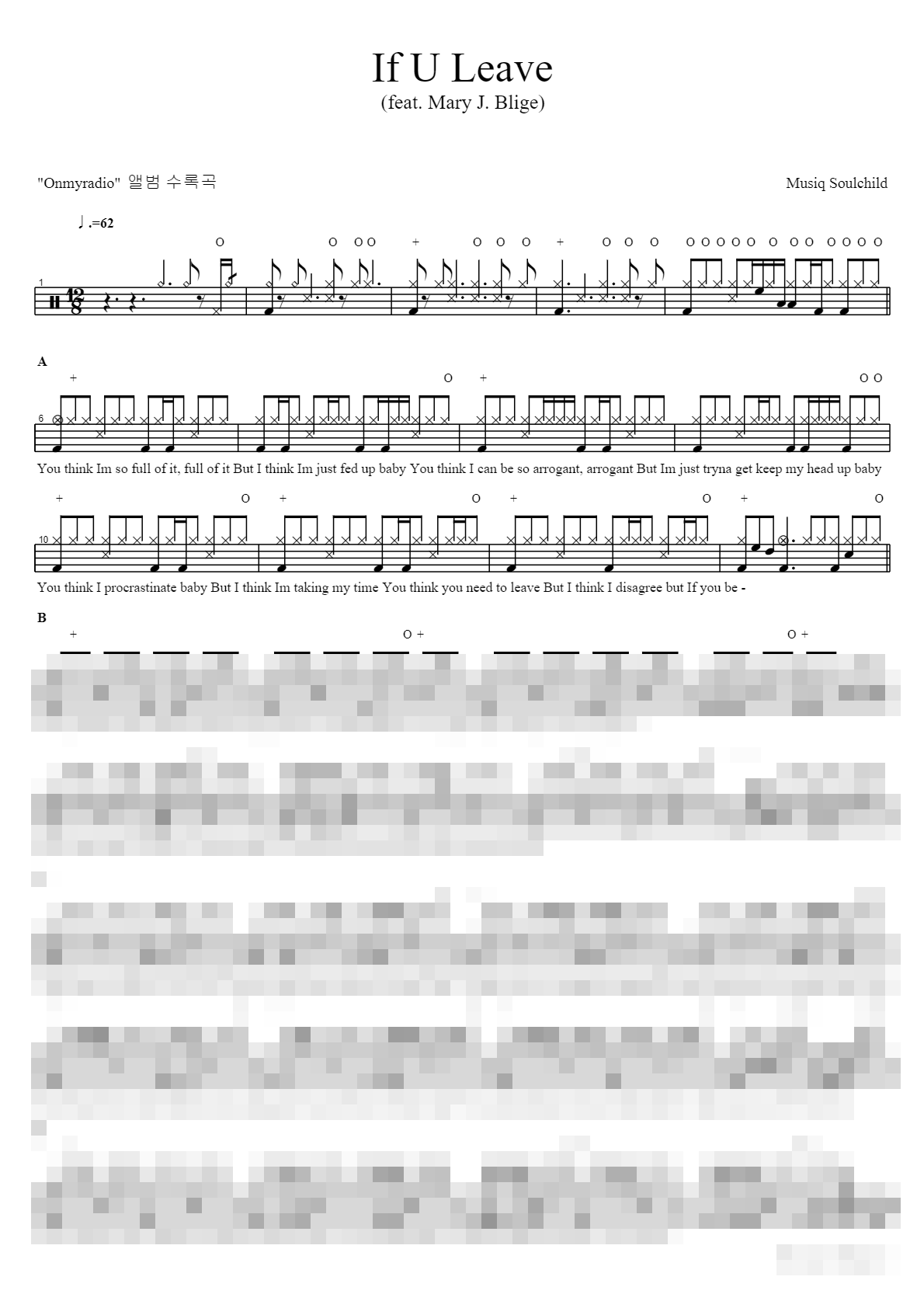 If U Leave (feat. Mary J. Blige) Sheet Music Preview