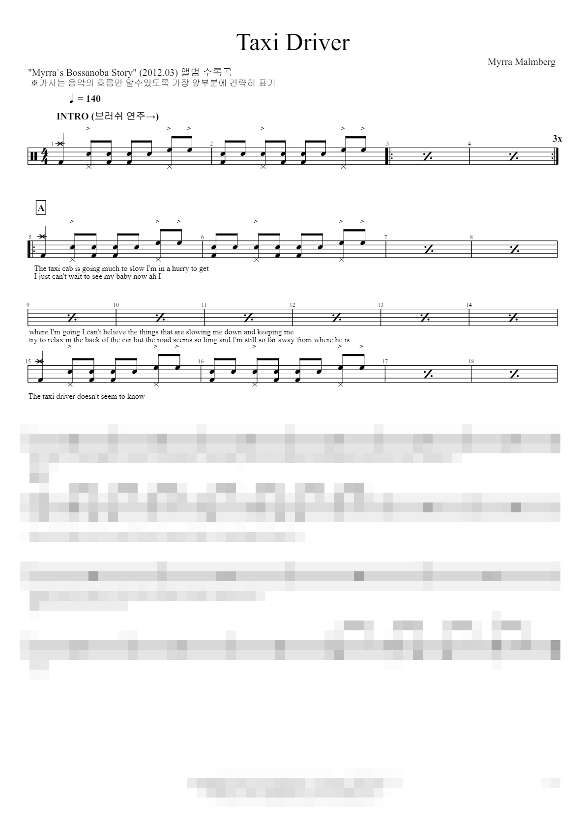 Taxi Driver Sheet Music Preview