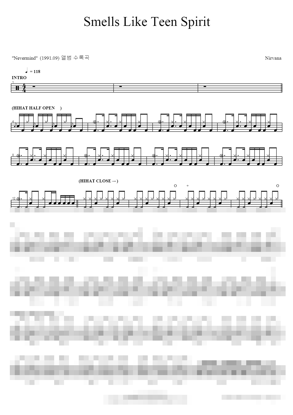 Smells Like Teen Spirit Sheet Music Preview