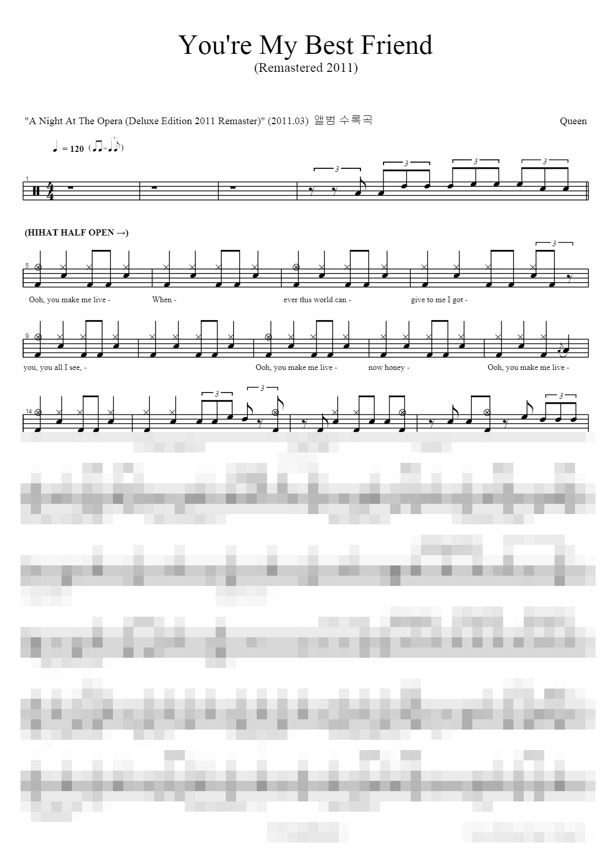 You're My Best Friend Sheet Music Preview