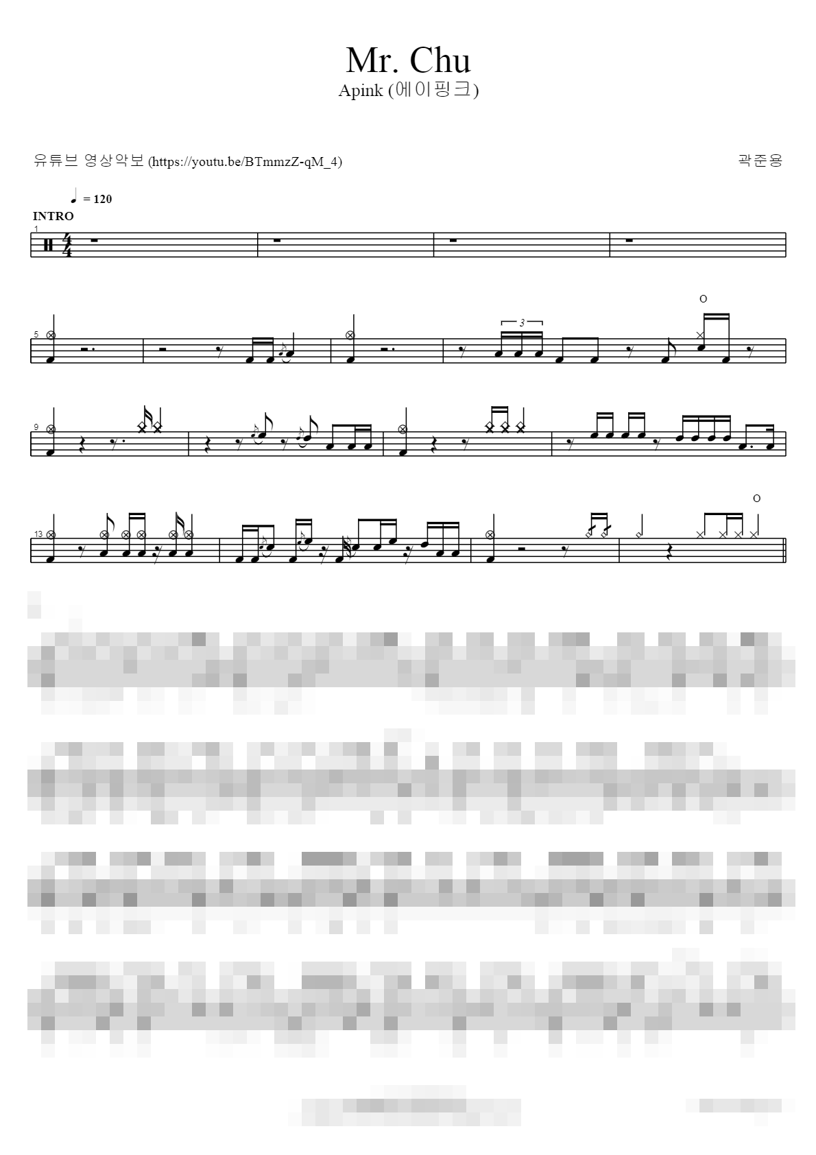 Mr Chu Sheet Music Preview