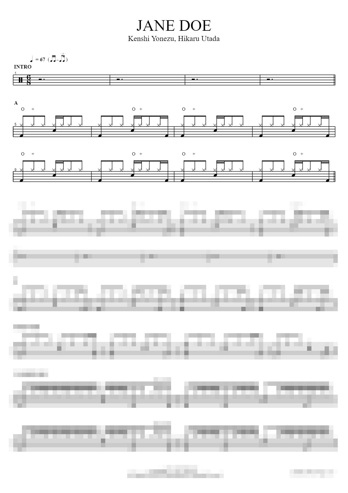 JANE DOE Sheet Music Preview