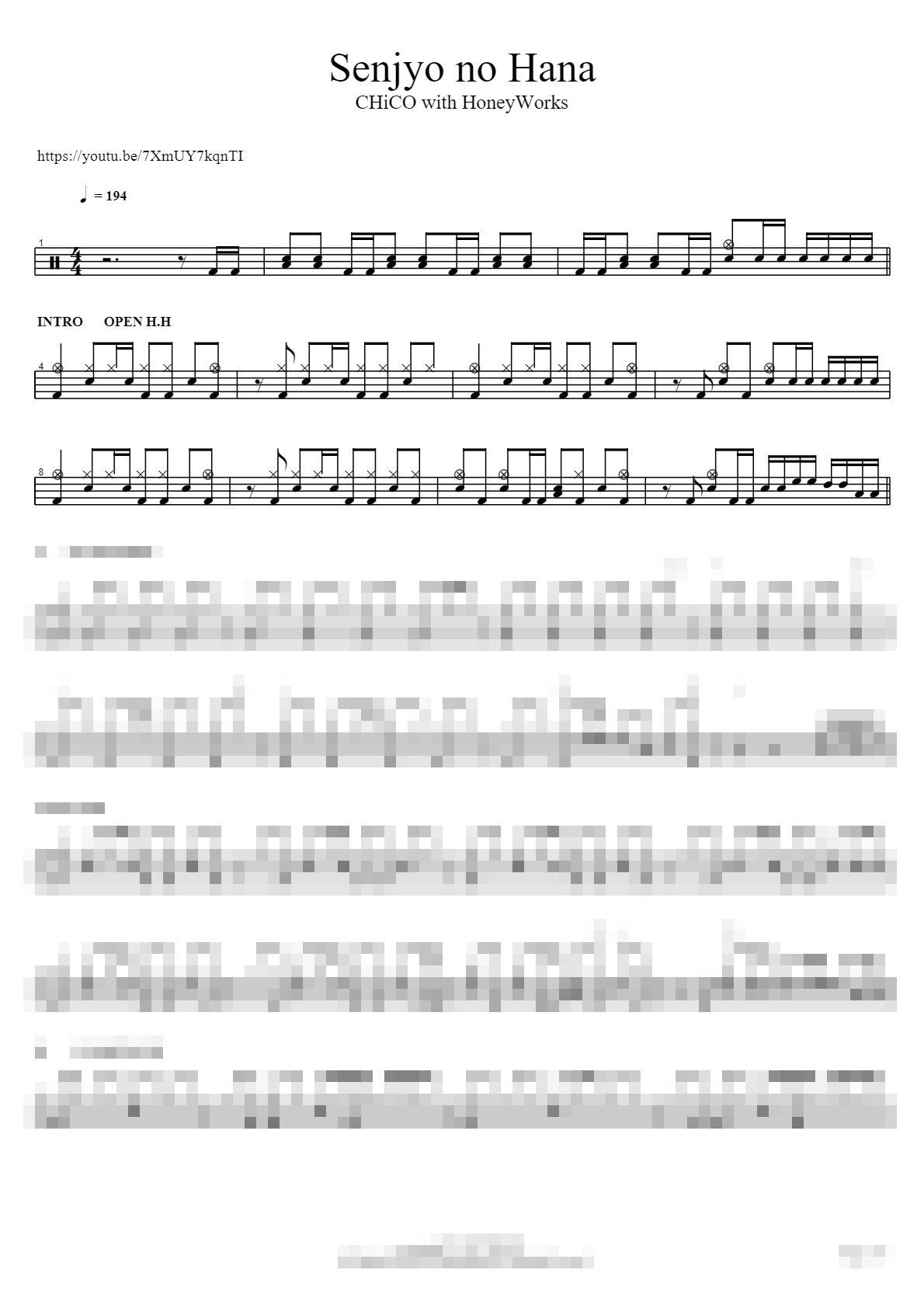 Senjyo no Hana Sheet Music Preview