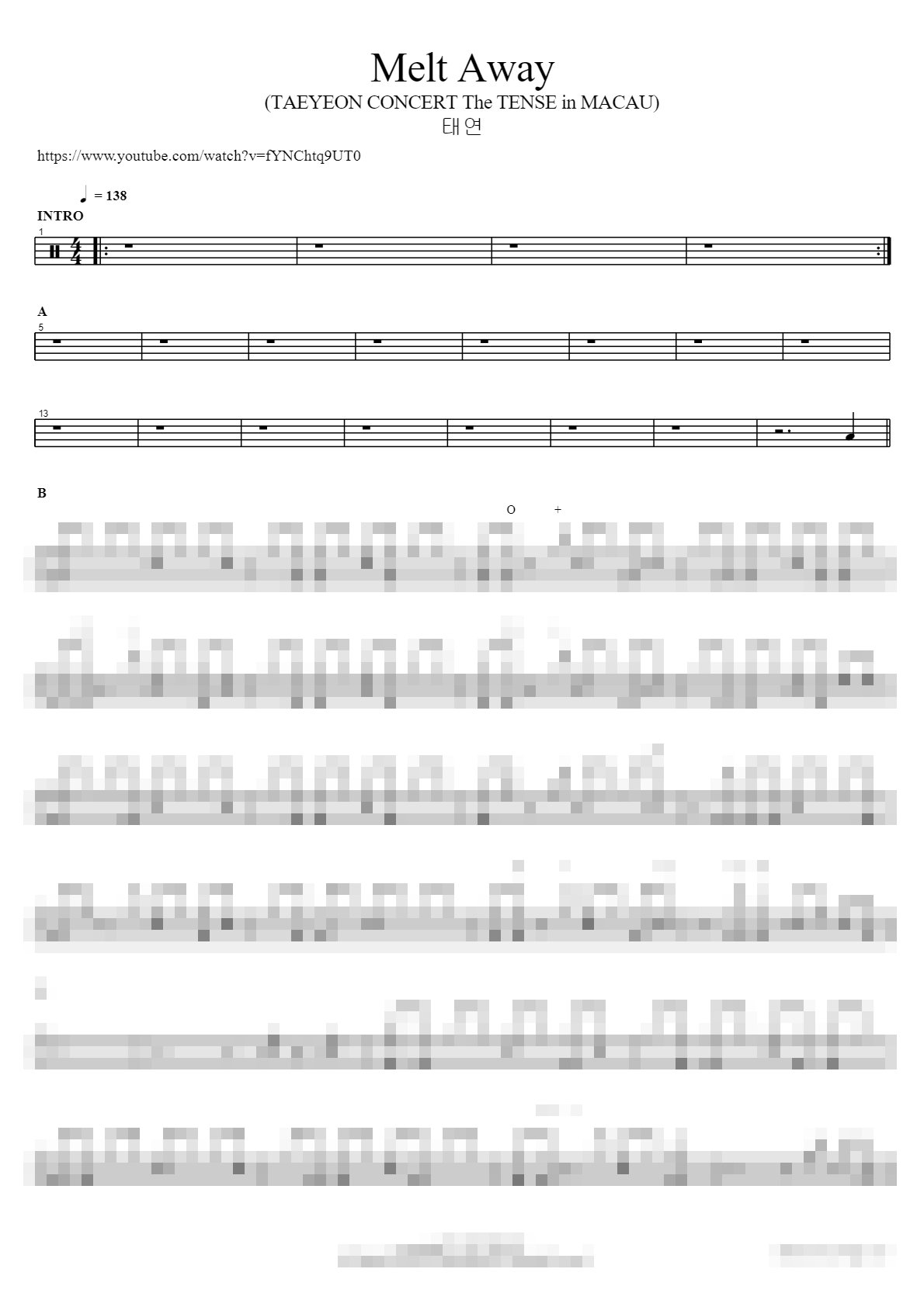 Melt Away (TAEYEON CONCERT The TENSE in MACAU) Sheet Music Preview