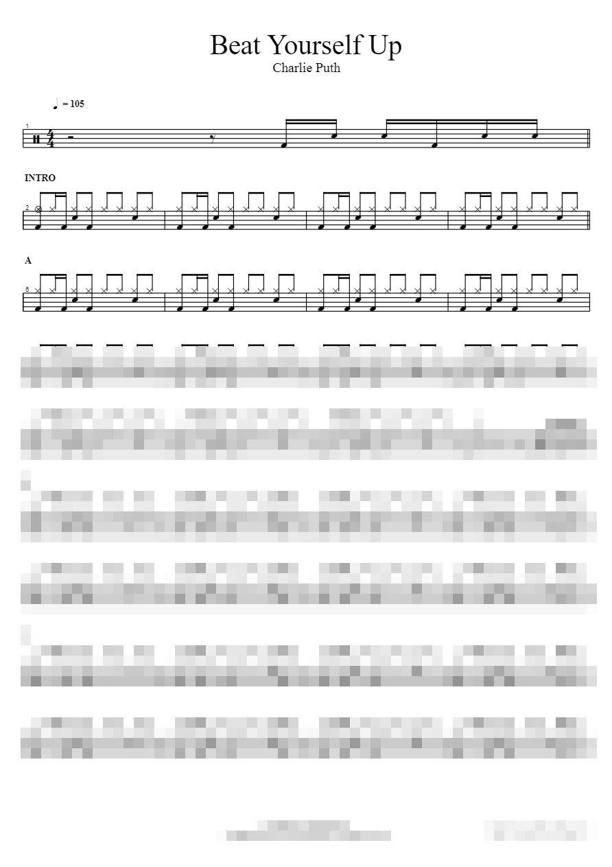 Beat Yourself Up Sheet Music Preview