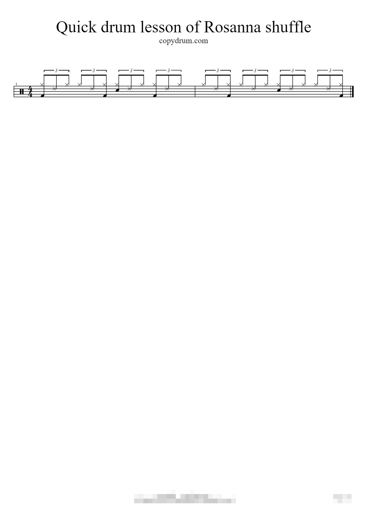 Quick drum lesson of Rosanna shuffle Sheet Music Preview