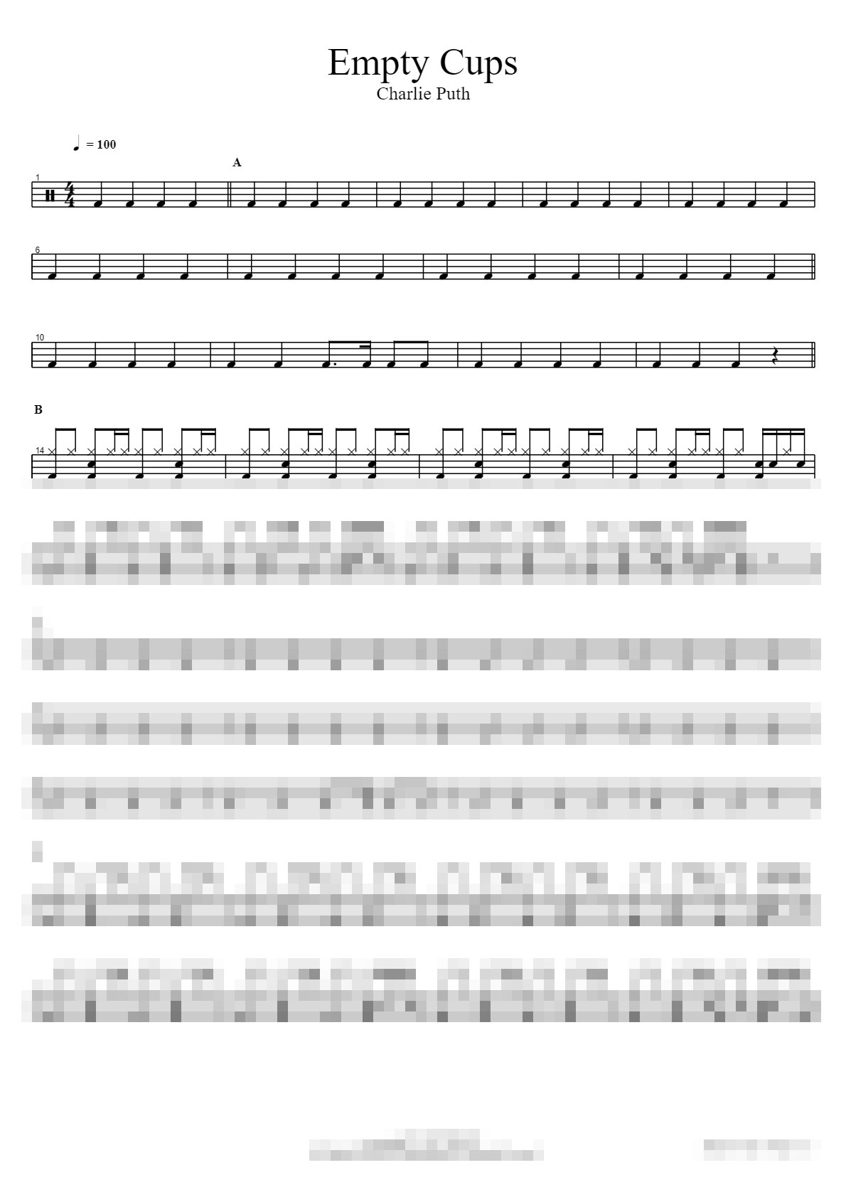 Empty Cups Sheet Music Preview
