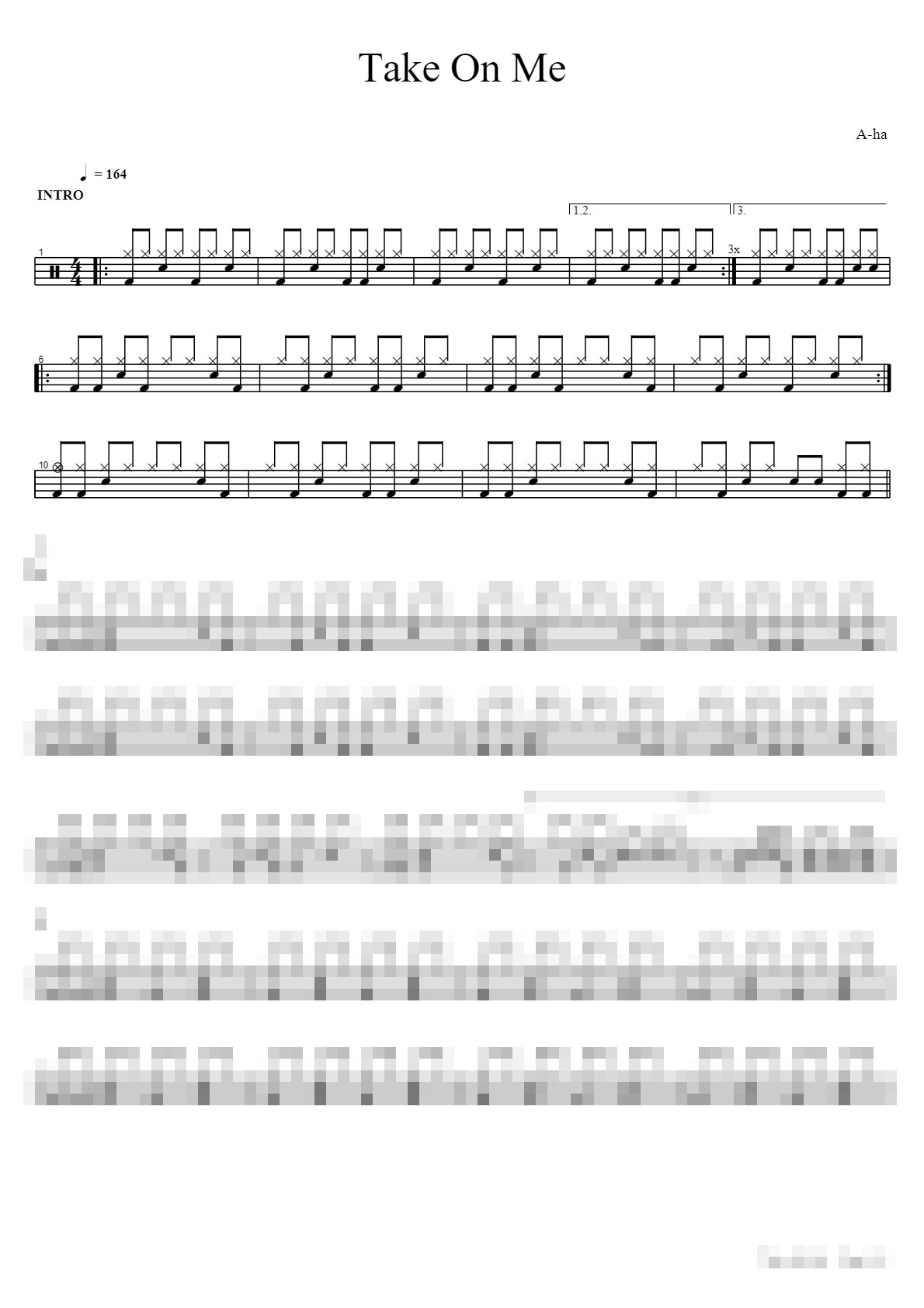 Take On Me Sheet Music Preview