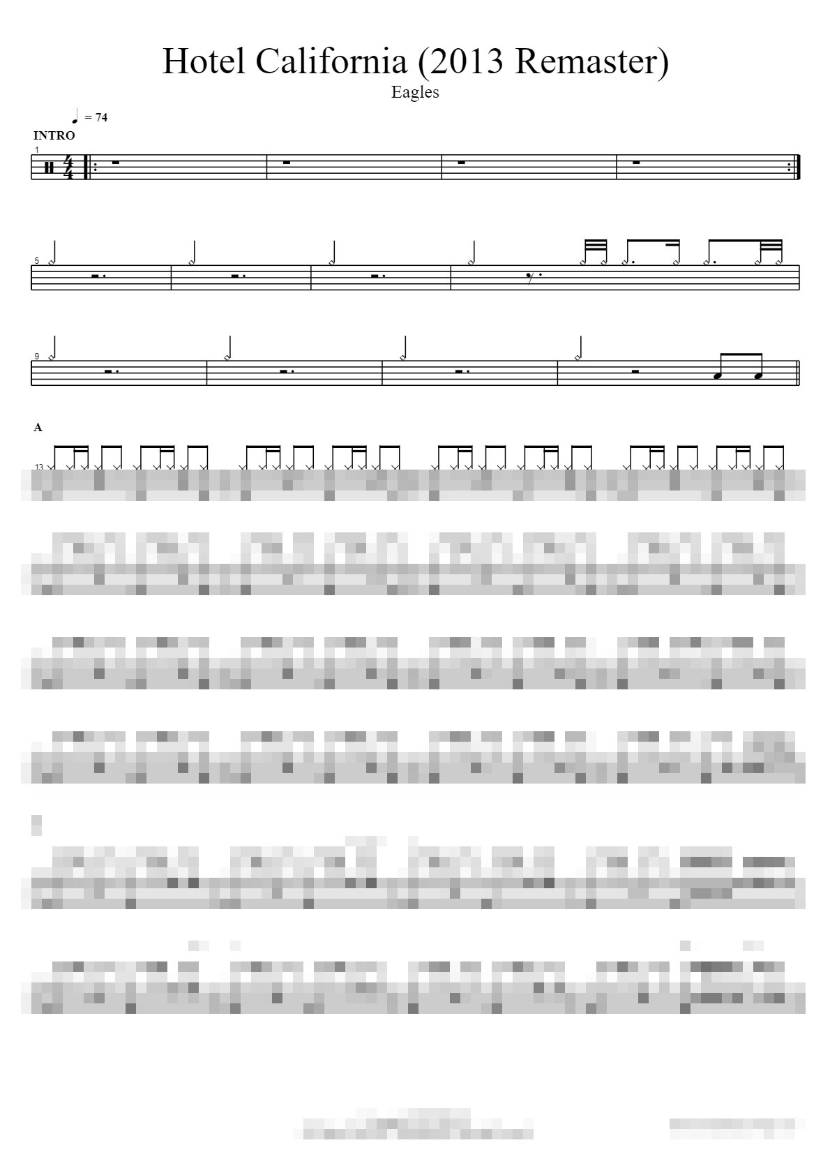 Hotel California (2013 Remaster) Sheet Music Preview