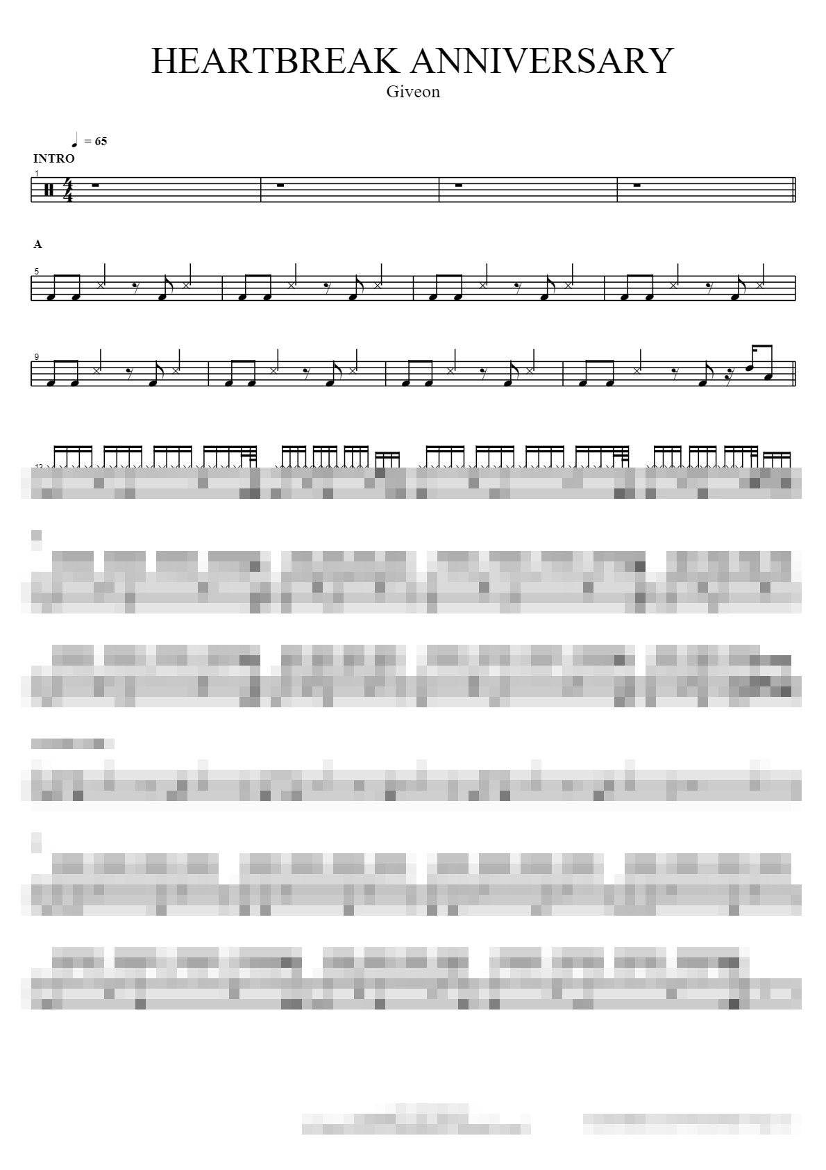 HEARTBREAK ANNIVERSARY Sheet Music Preview