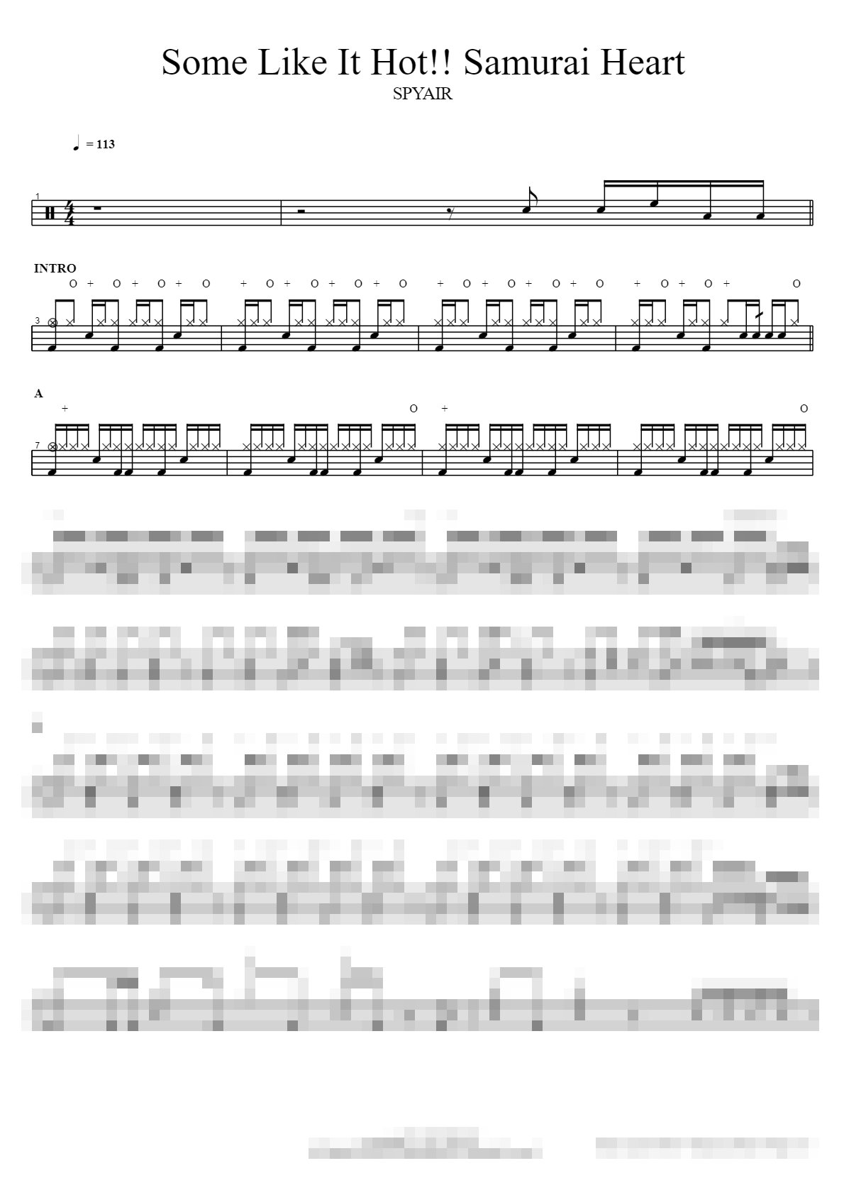 サムライハ-ト / Some Like It Hot!! Samurai Heart (애니메이션 '은혼' 엔딩 테마곡) Sheet Music Preview