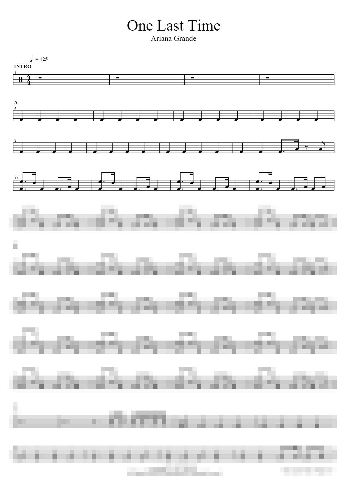 One Last Time Sheet Music Preview