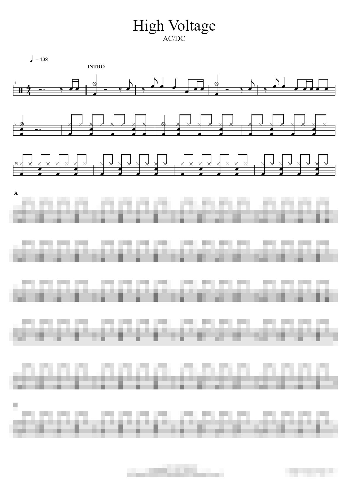 High Voltage Sheet Music Preview