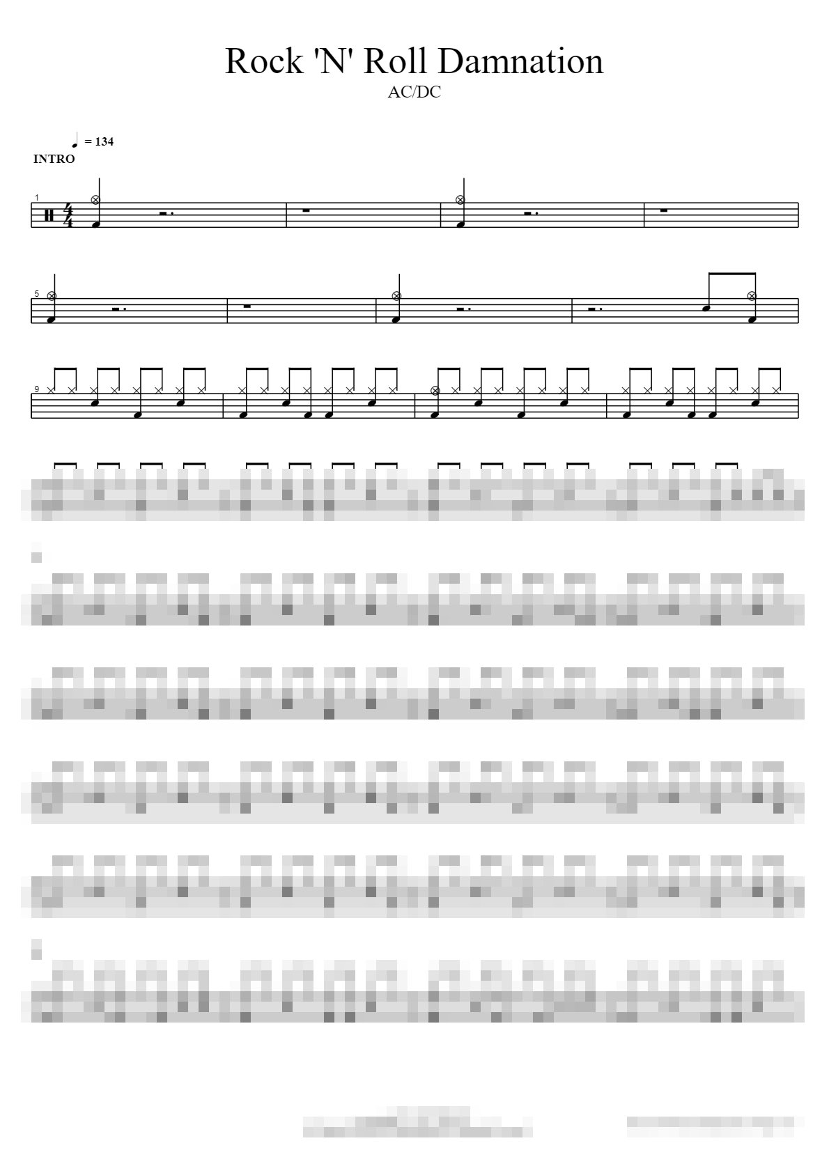 Rock 'N' Roll Damnation Sheet Music Preview