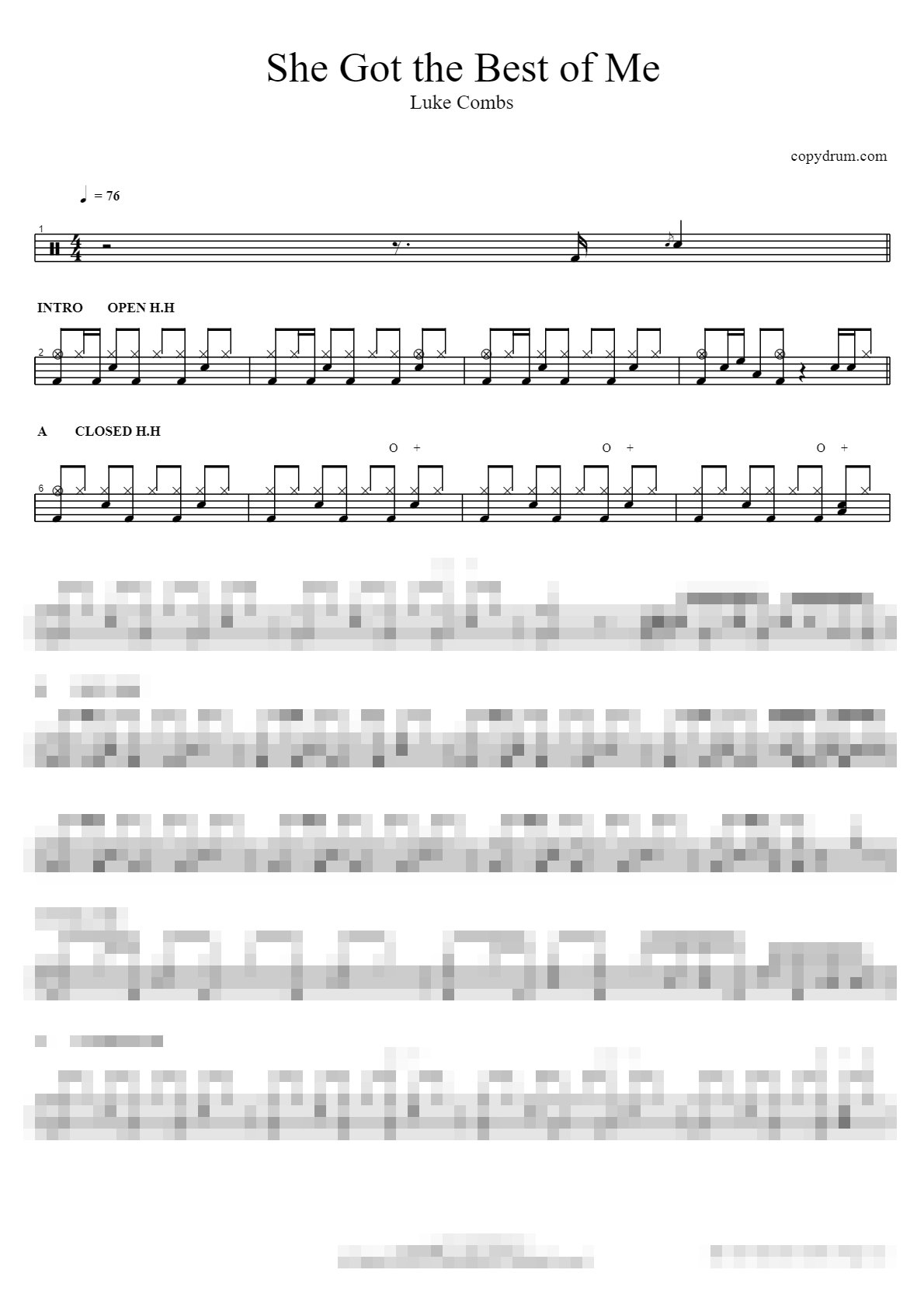 She Got the Best of Me Sheet Music Preview