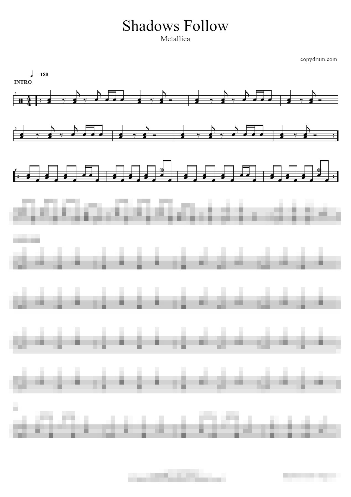 Shadows Follow Sheet Music Preview