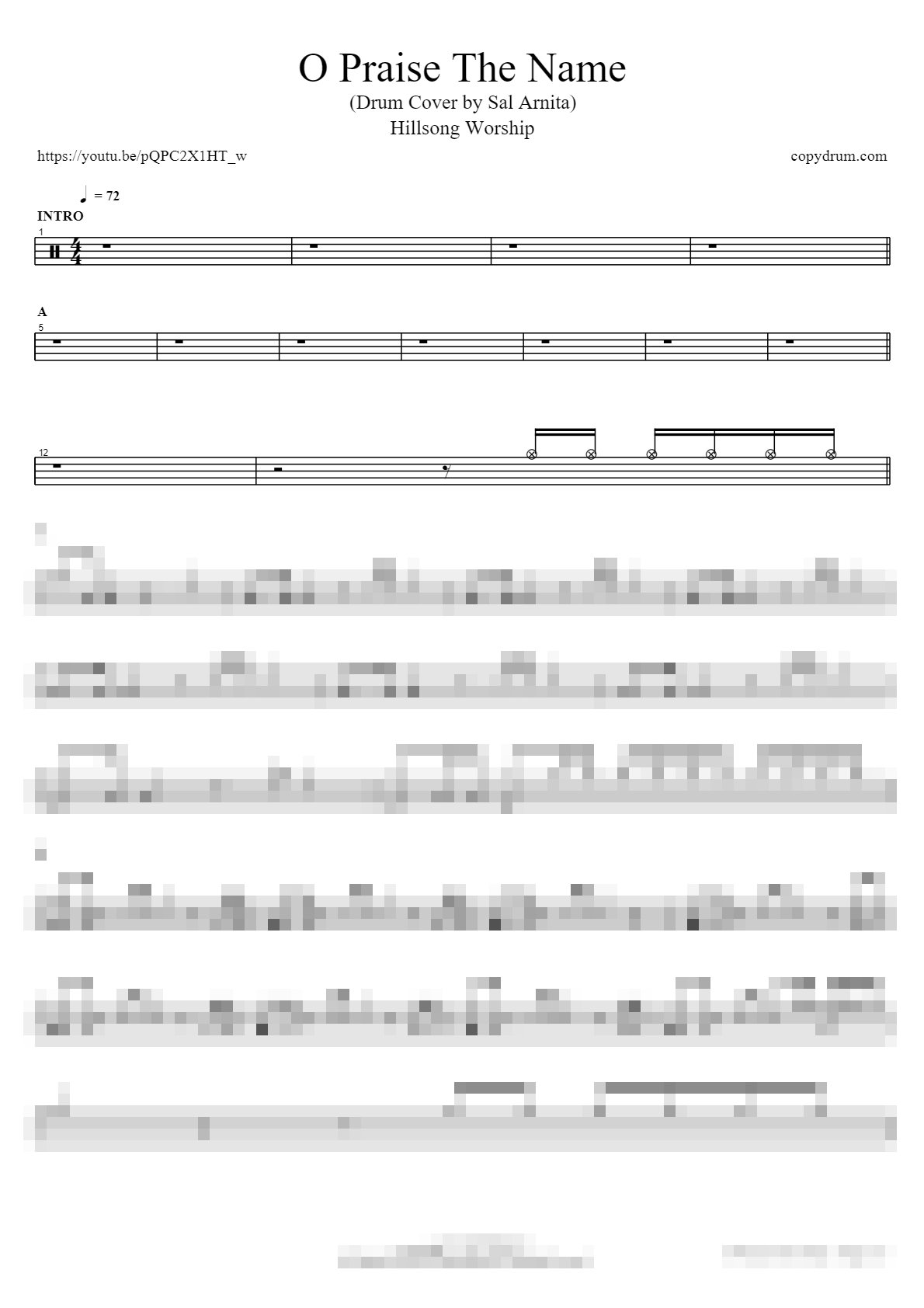 O Praise The Name (Drum Cover by Sal Arnita) Sheet Music Preview
