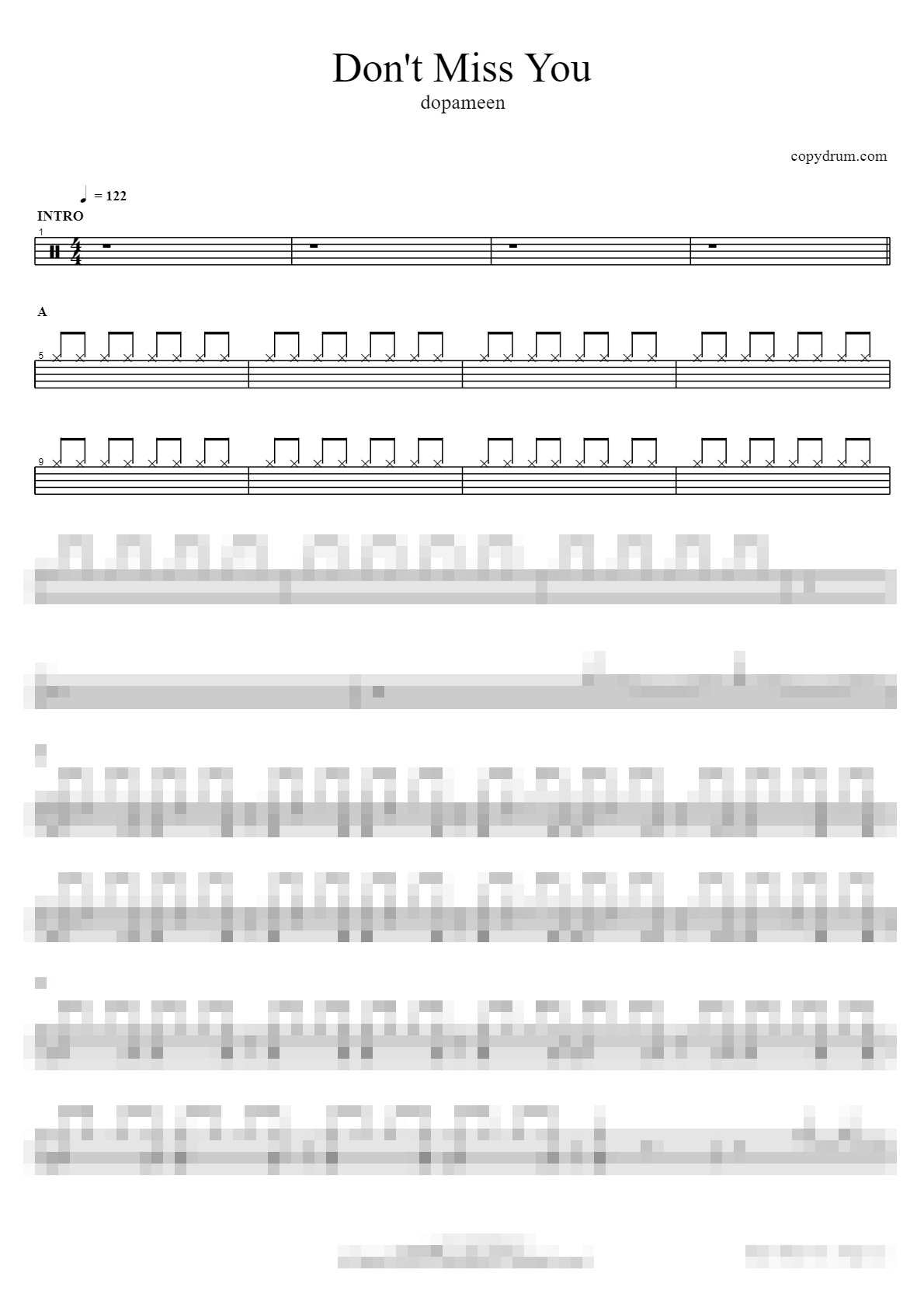 Don't Miss You Sheet Music Preview