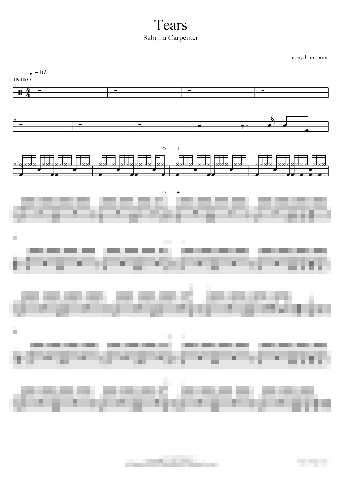 Tears Sheet Music Preview