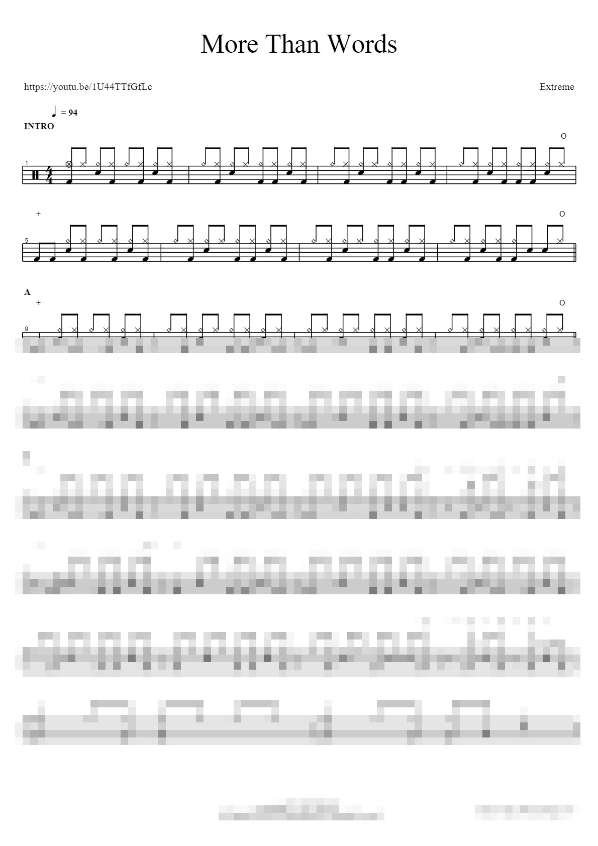 More Than Words (Drum cover by chrisplaysabeat) Sheet Music Preview