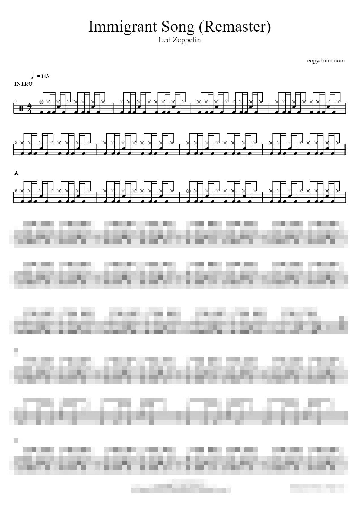 Immigrant Song (Remaster) Sheet Music Preview
