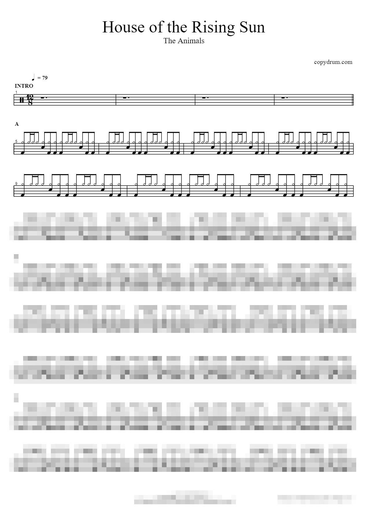 House of the Rising Sun Sheet Music Preview